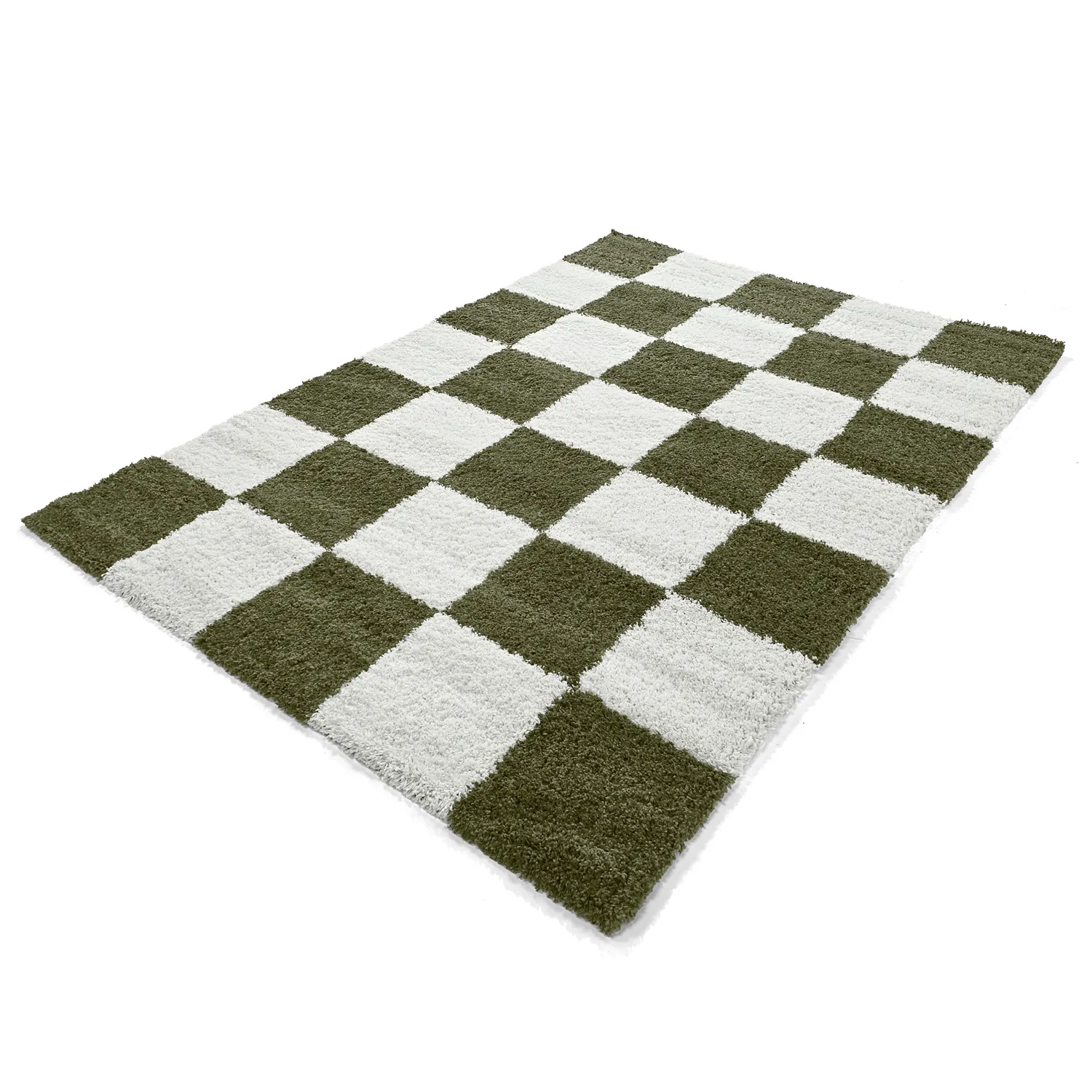 Tapis à poils longs - Gordes (vert/blanc)