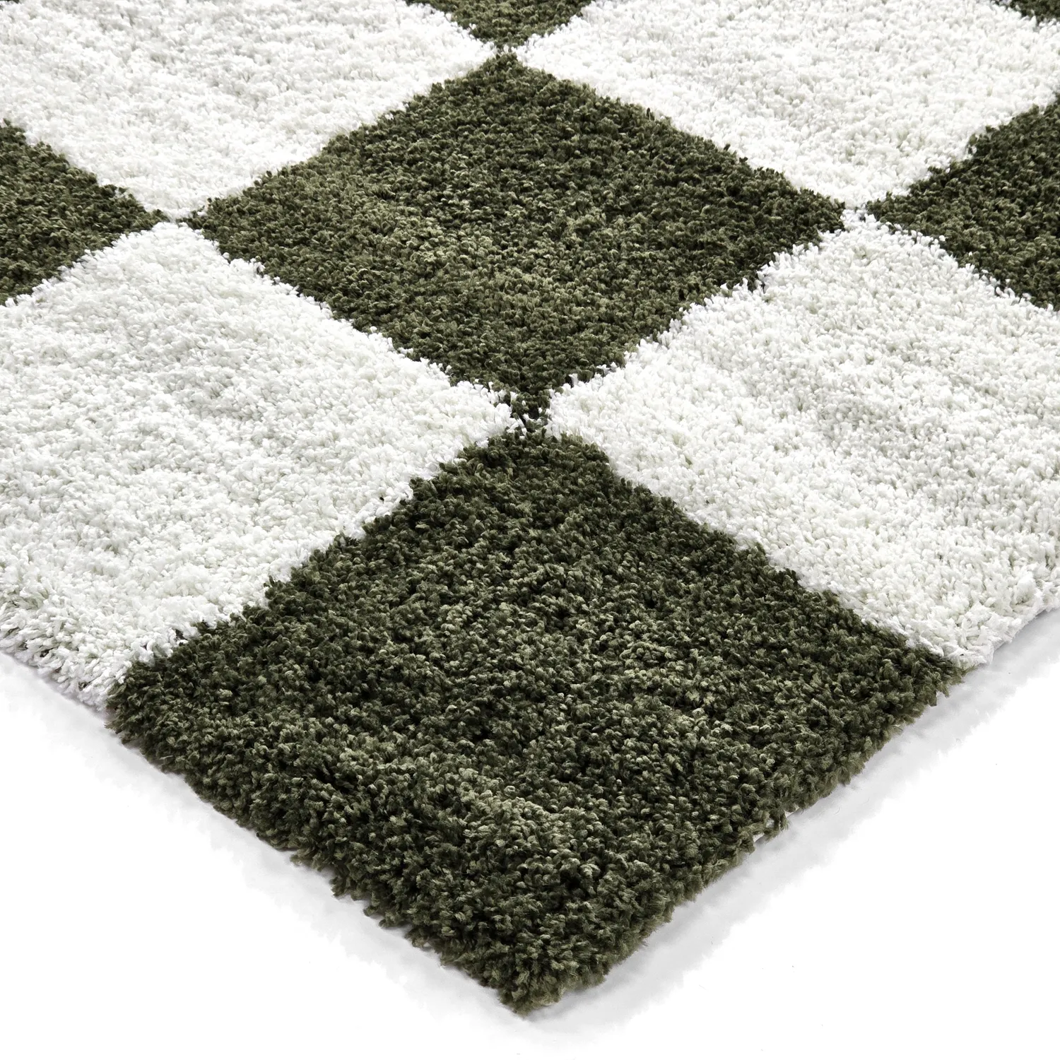 Tapis à poils longs - Gordes (vert/blanc)