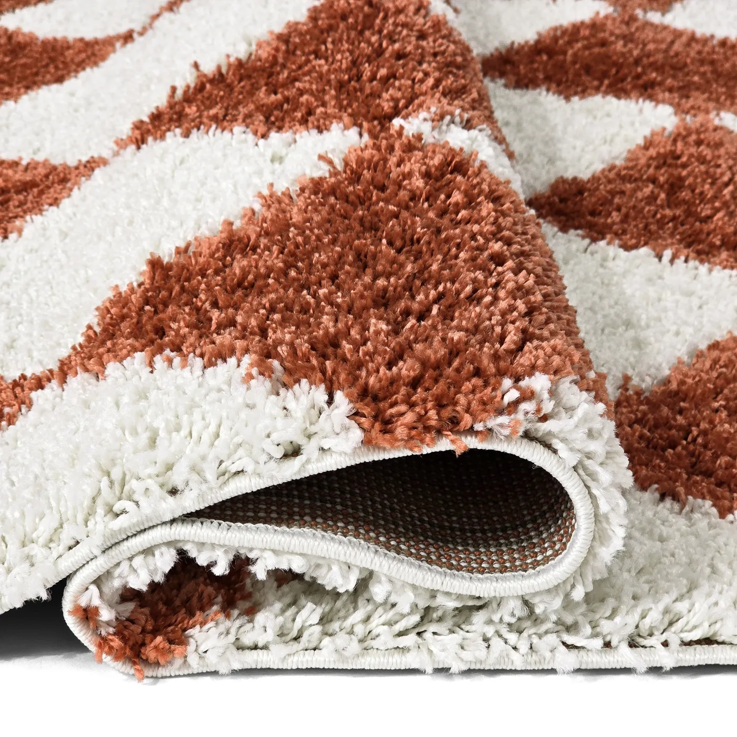 Tapis à poils longs - Albi (blanc/orange)
