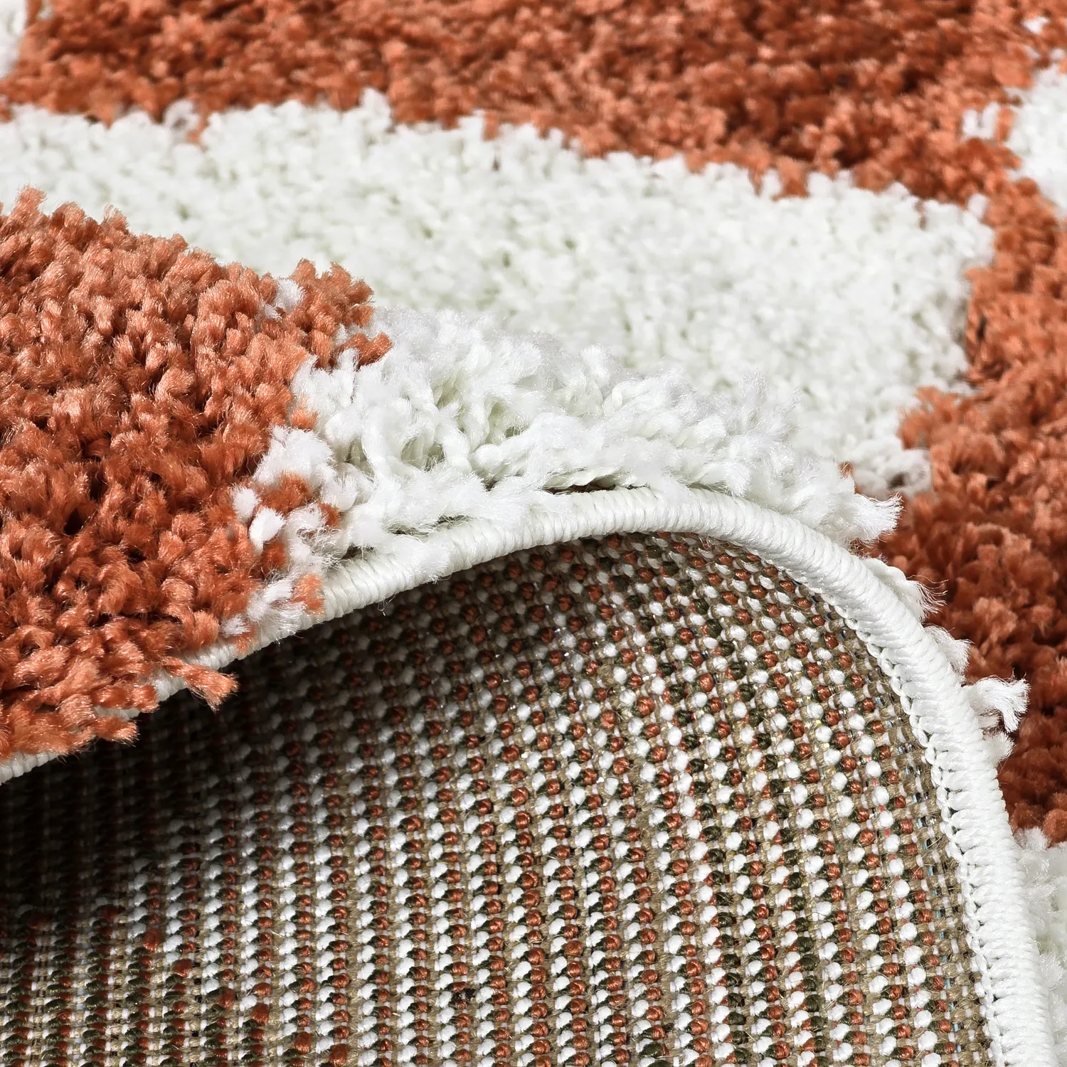 Tapis à poils longs - Albi (blanc/orange)
