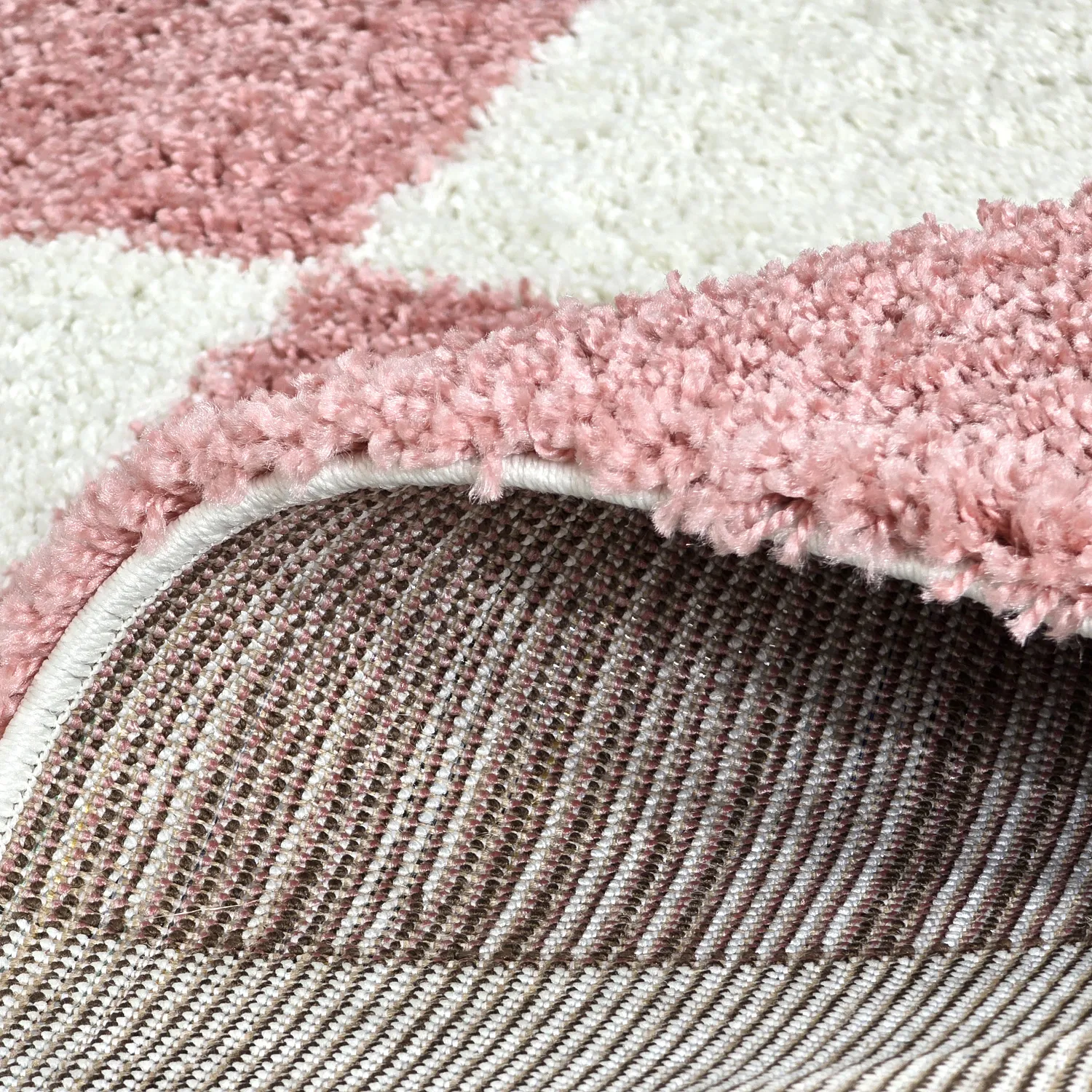 Tapis à poils longs - Gordes (rose/blanc)