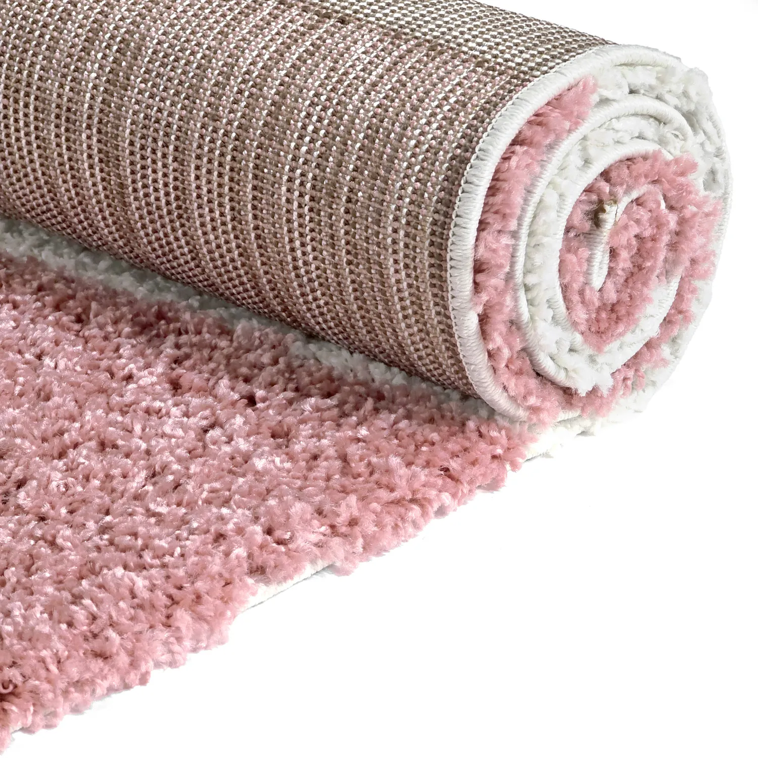Tapis à poils longs - Gordes (rose/blanc)