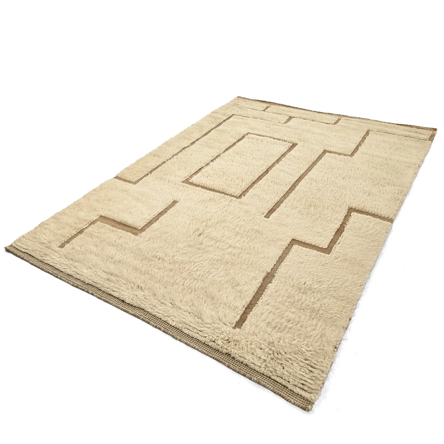 Tapis shaggy - Kiberg Hand Woven Wool Shaggy (crème)