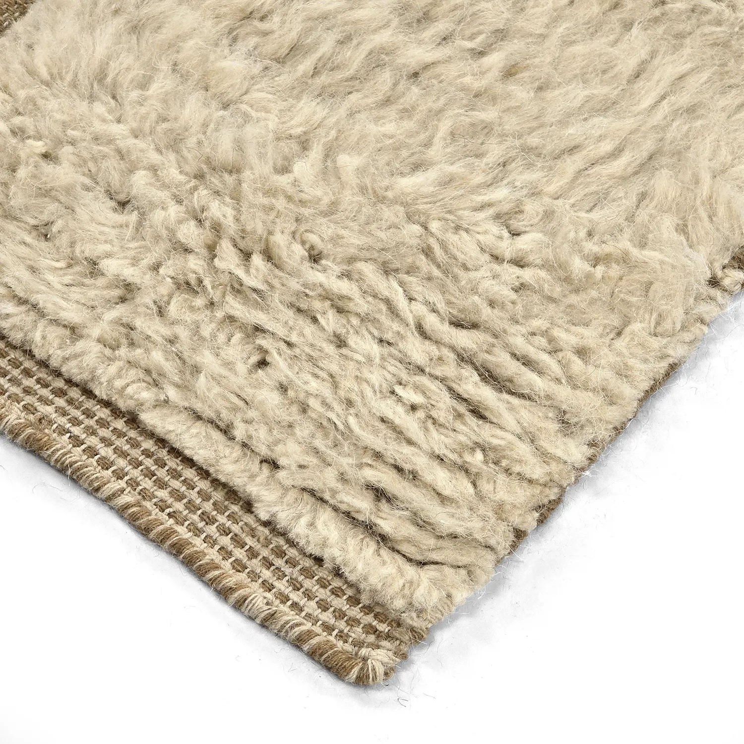Tapis shaggy - Kiberg Hand Woven Wool Shaggy (crème)