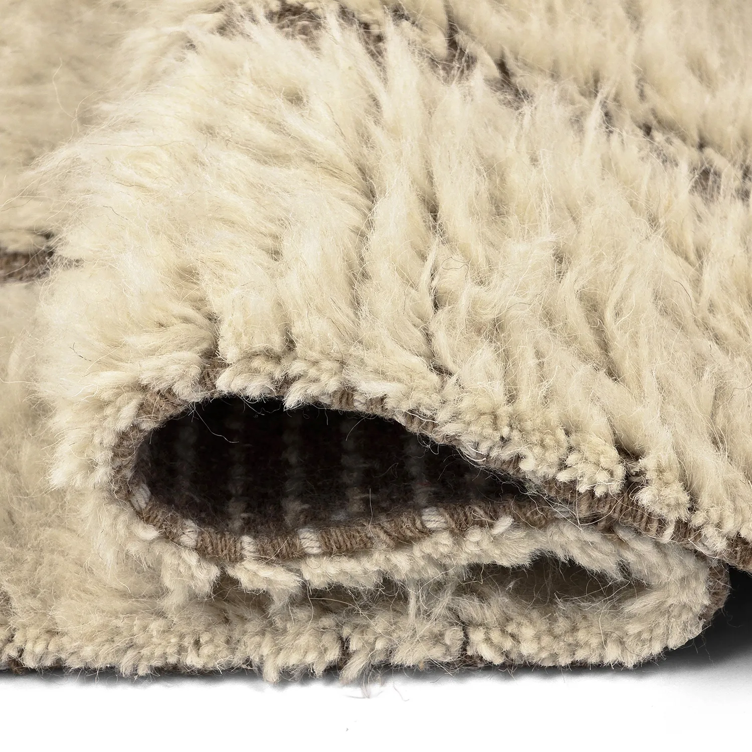 Tapis shaggy - Kiberg Hand Woven Wool Shaggy (crème)