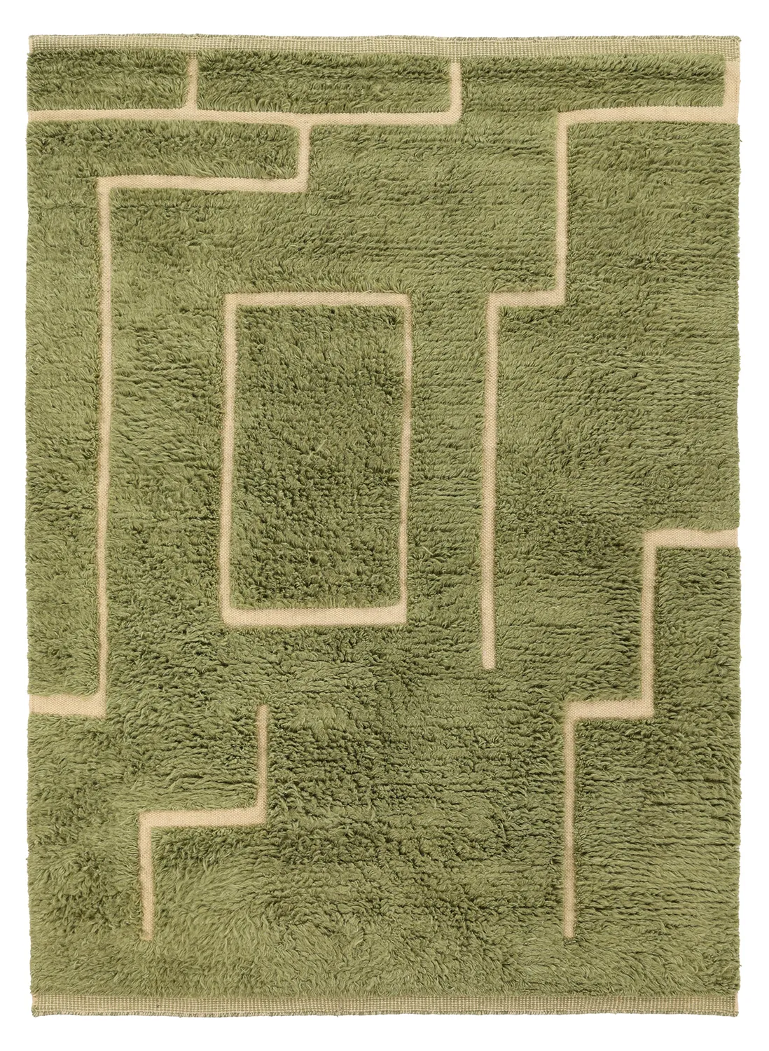 Tapis shaggy - Kiberg Hand Woven Wool Shaggy (vert)