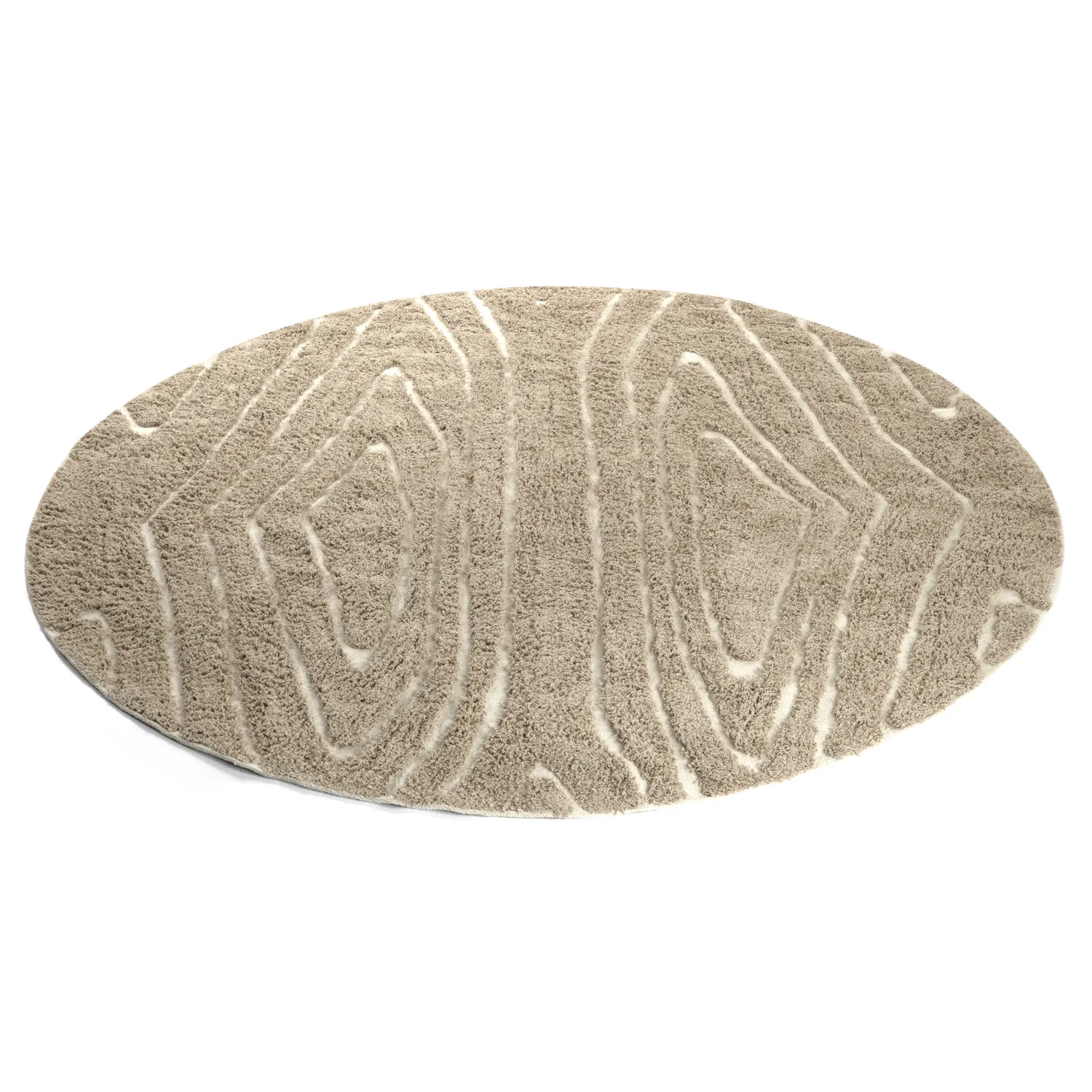 Tapis rond - Kindon Natural Cotton Shaggy (bež/bela)