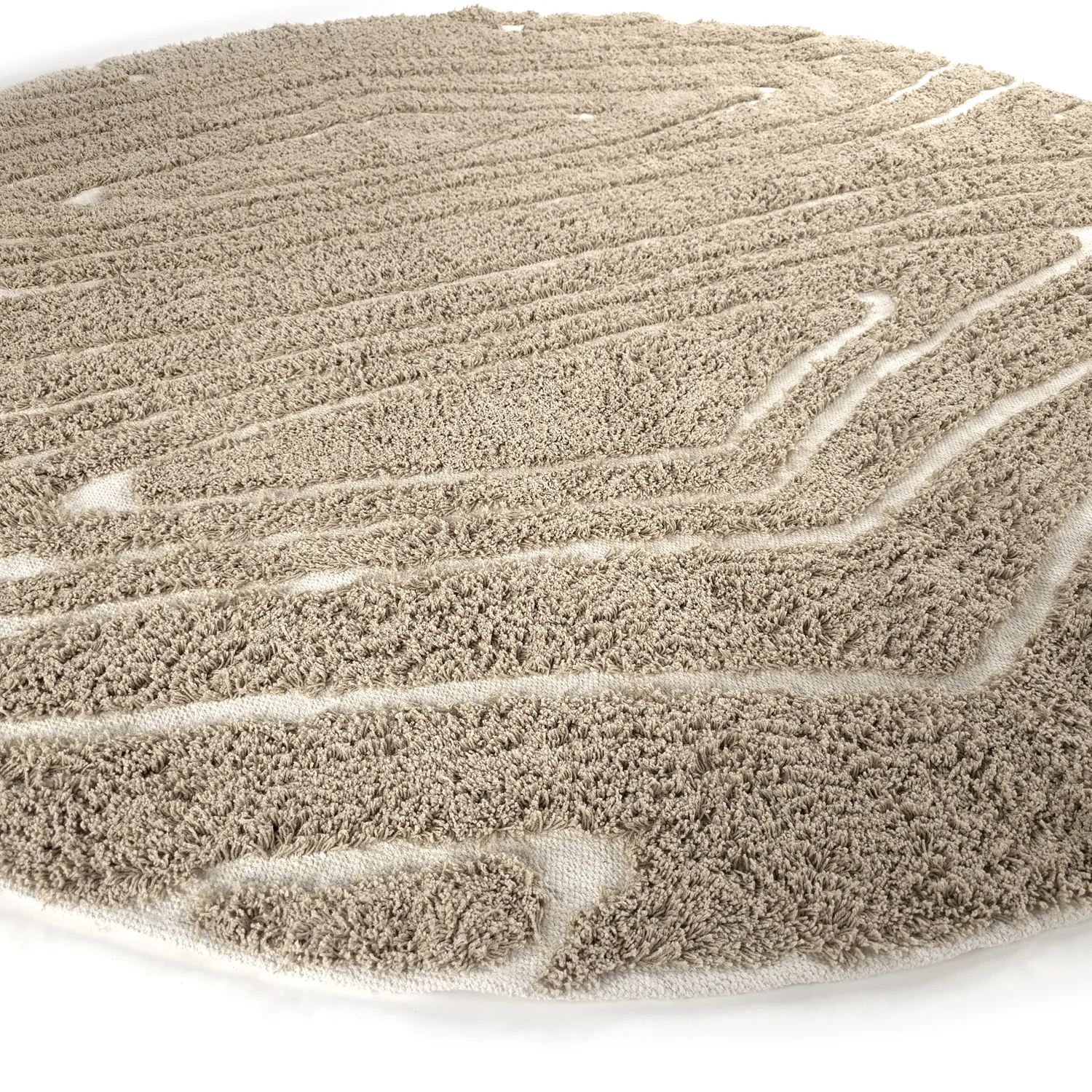 Tapis rond - Kindon Natural Cotton Shaggy (bež/bela)