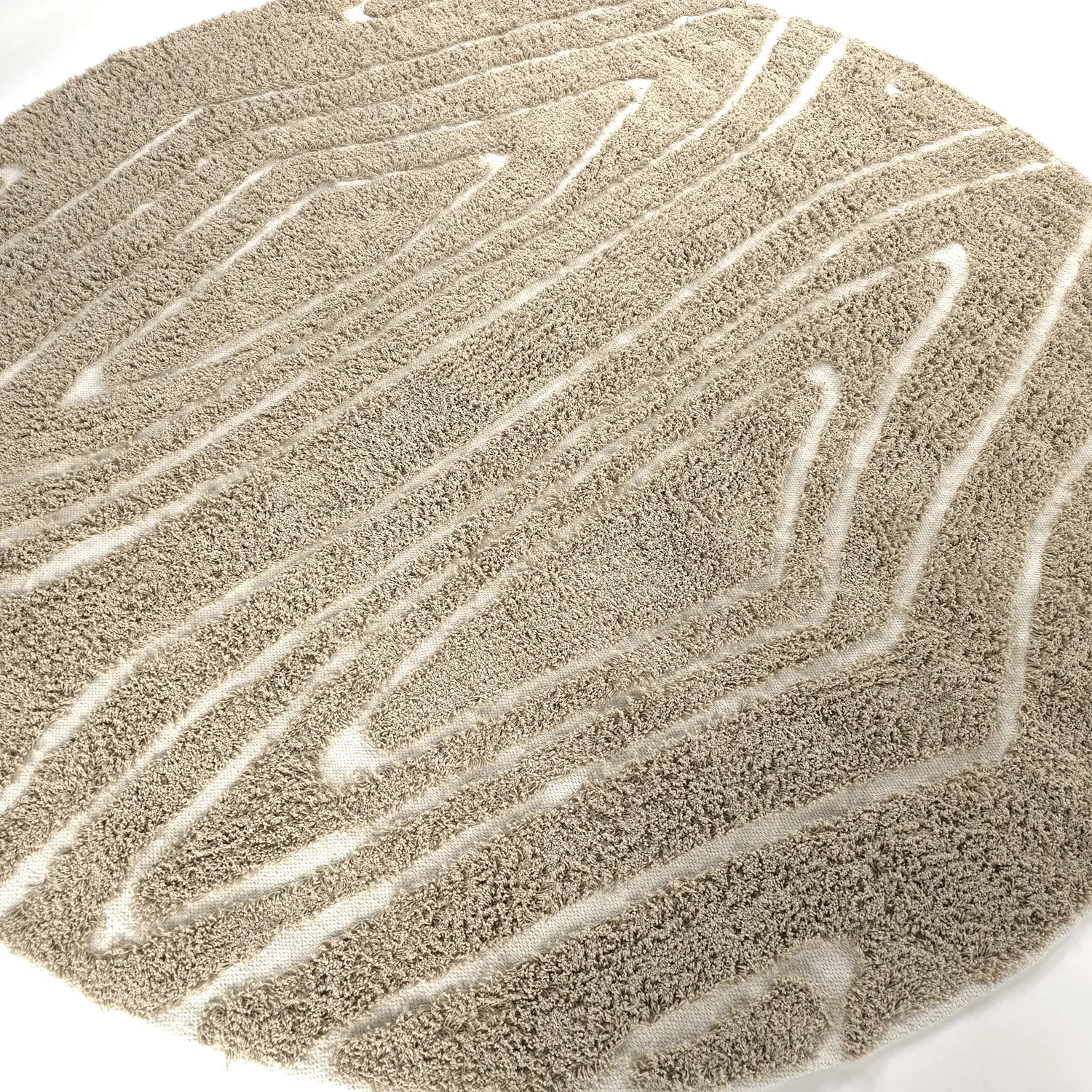 Tapis rond - Kindon Natural Cotton Shaggy (bež/bela)