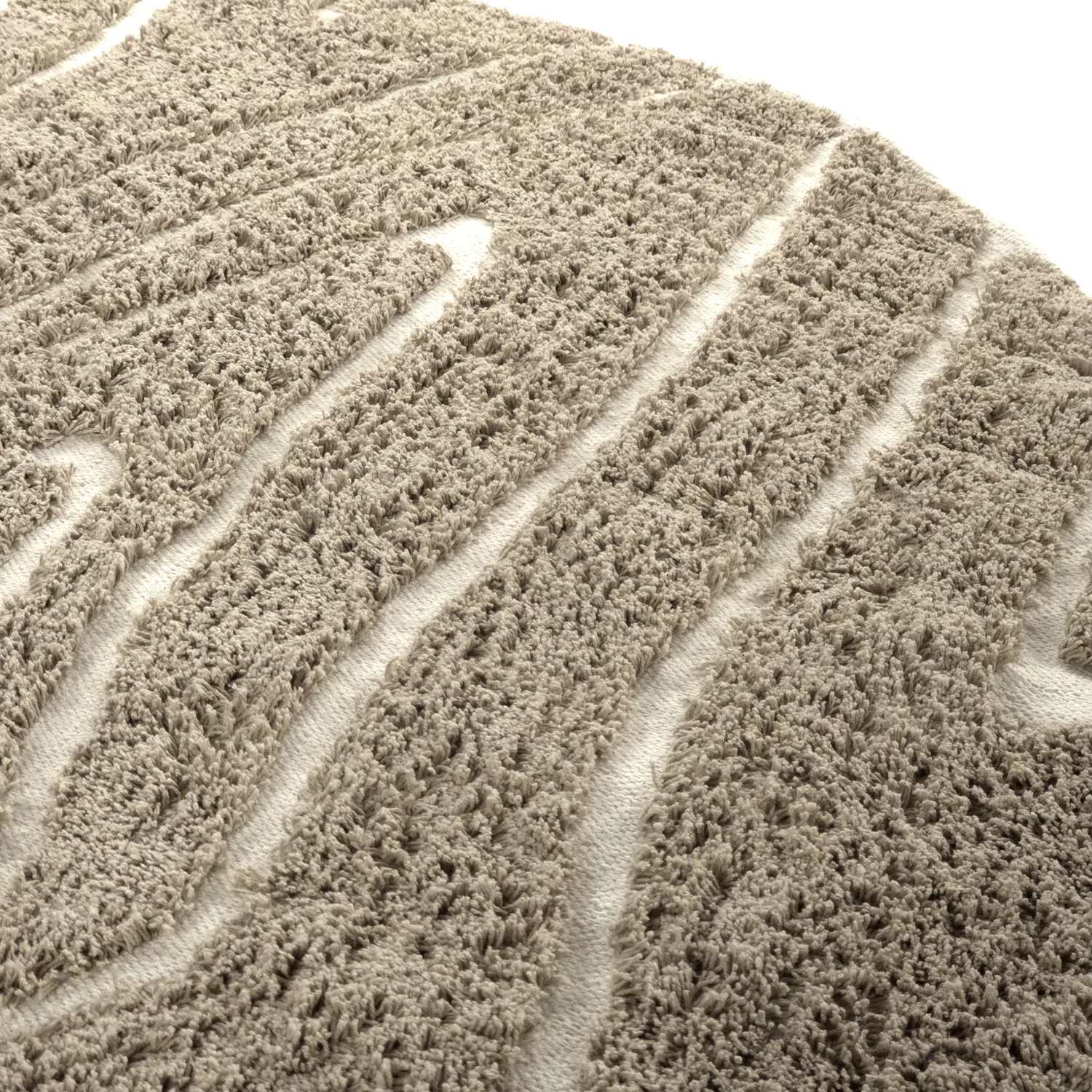 Tapis rond - Kindon Natural Cotton Shaggy (bež/bela)