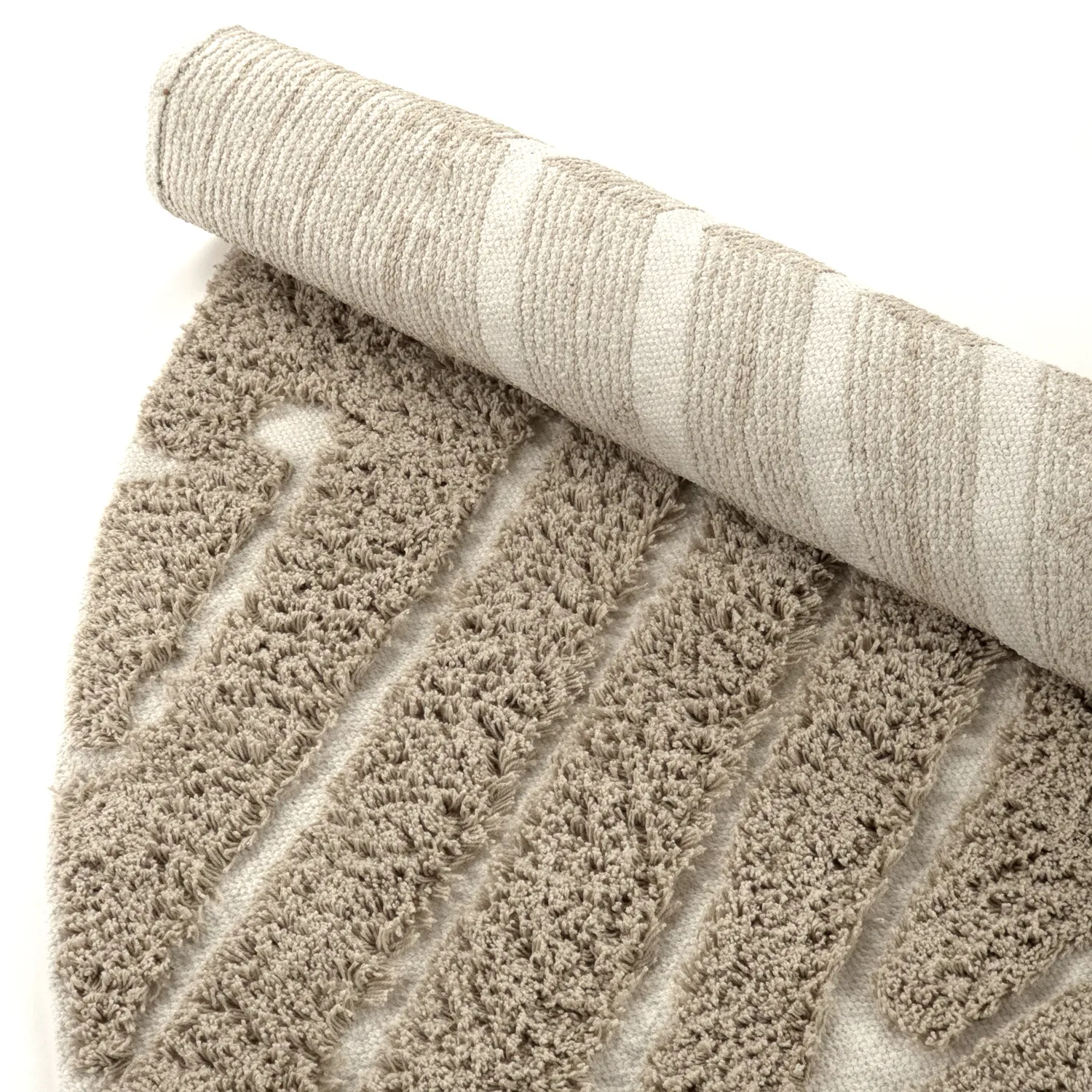 Tapis rond - Kindon Natural Cotton Shaggy (bež/bela)