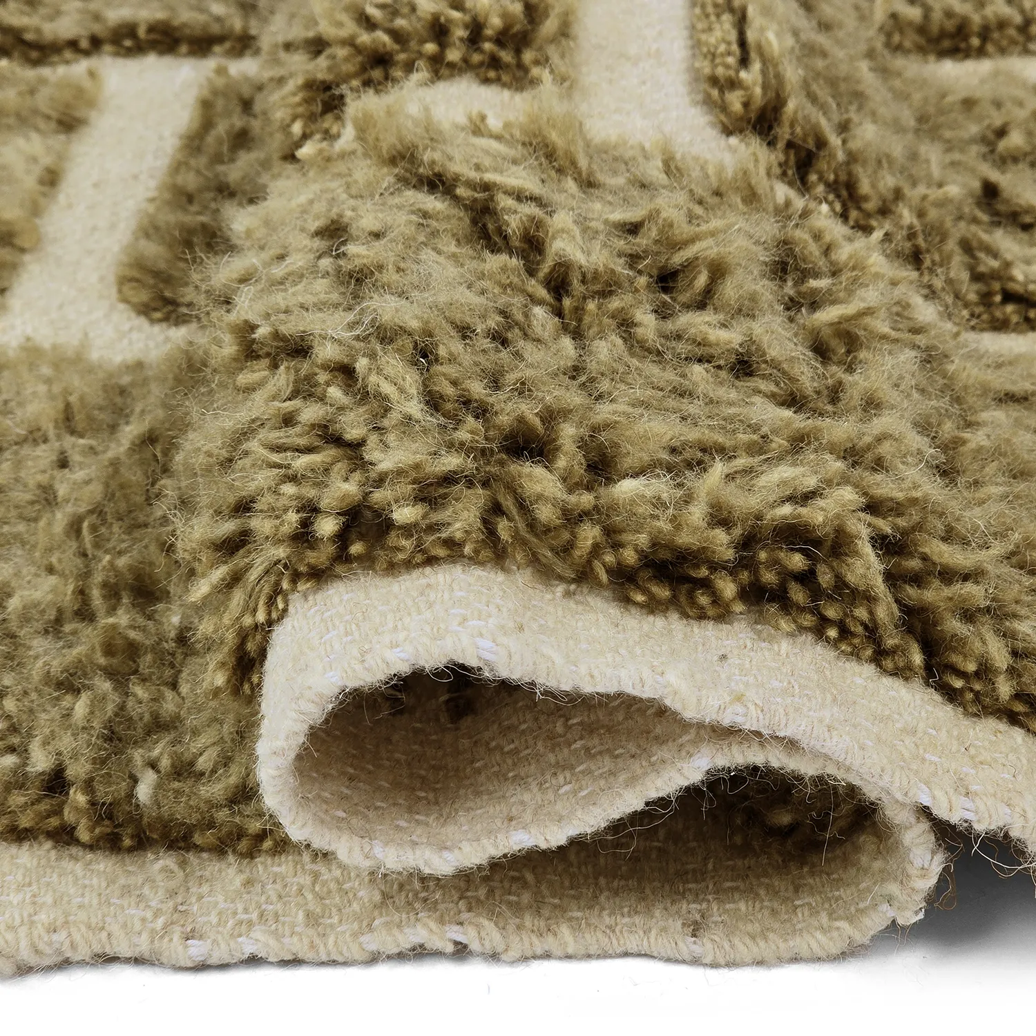 Tapis shaggy - Leknes Hand Woven Wool Shaggy (vert)