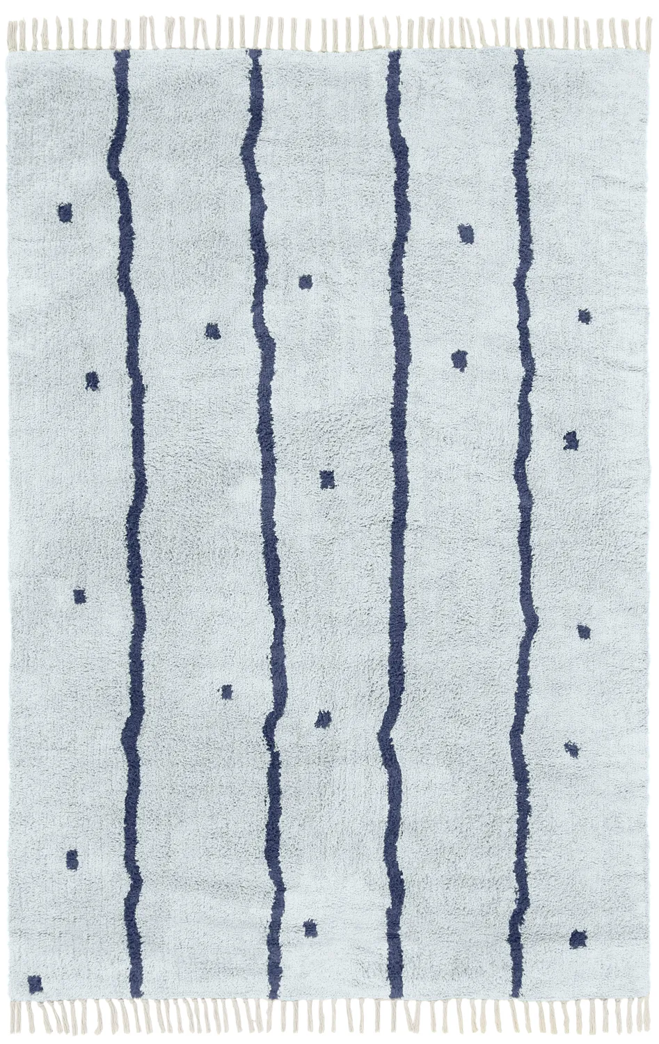 Tapis à poils longs - Leora Natural Cotton Shaggy (gris/bleu)