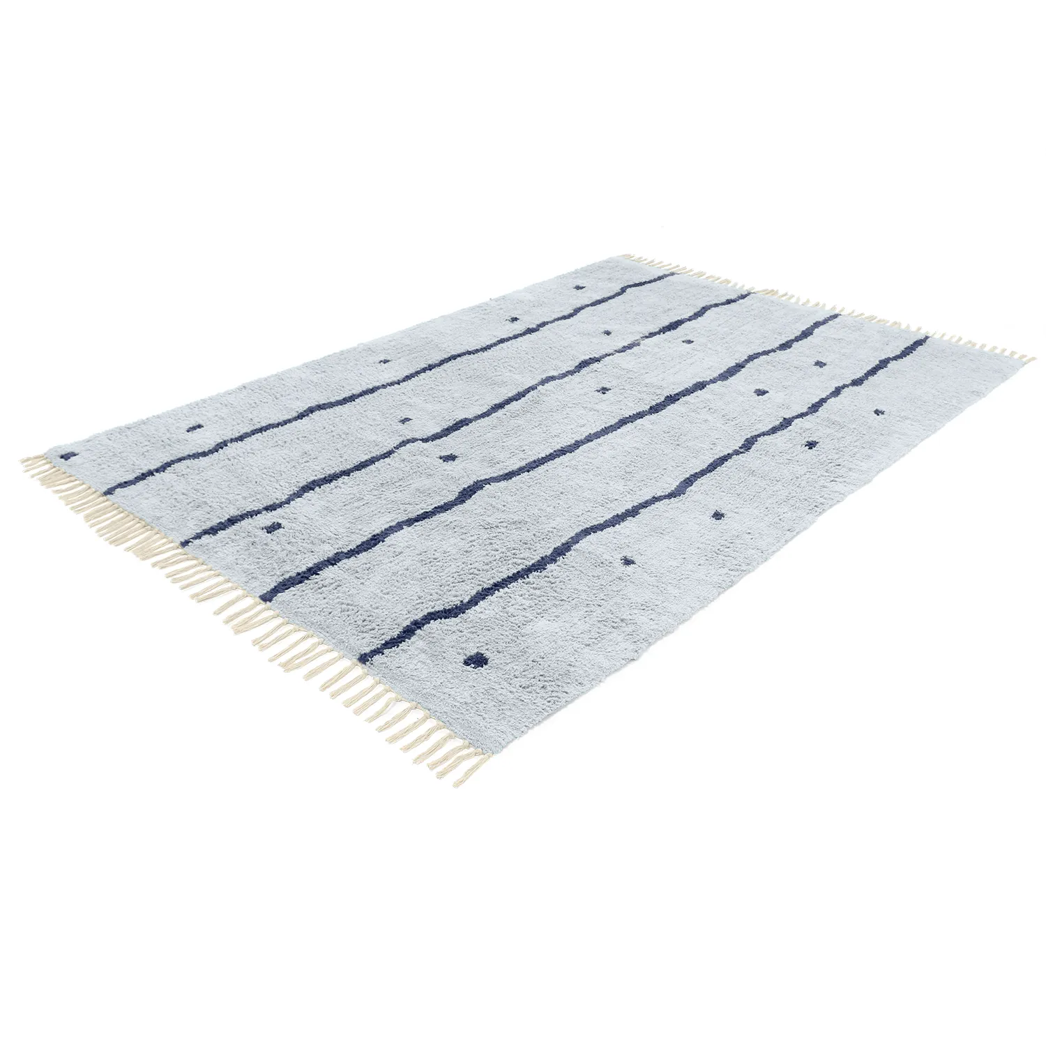Tapis à poils longs - Leora Natural Cotton Shaggy (gris/bleu)