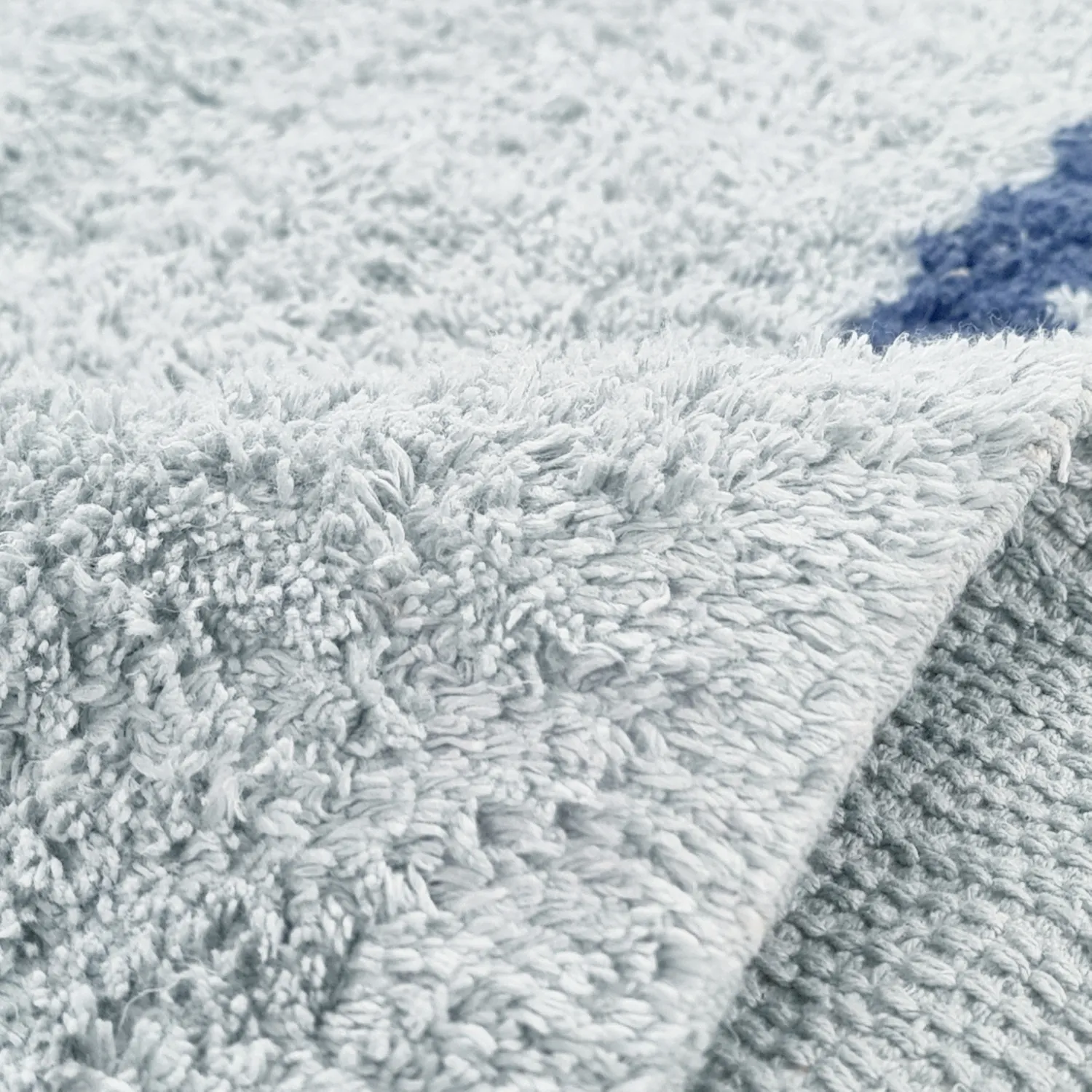 Tapis à poils longs - Leora Natural Cotton Shaggy (gris/bleu)