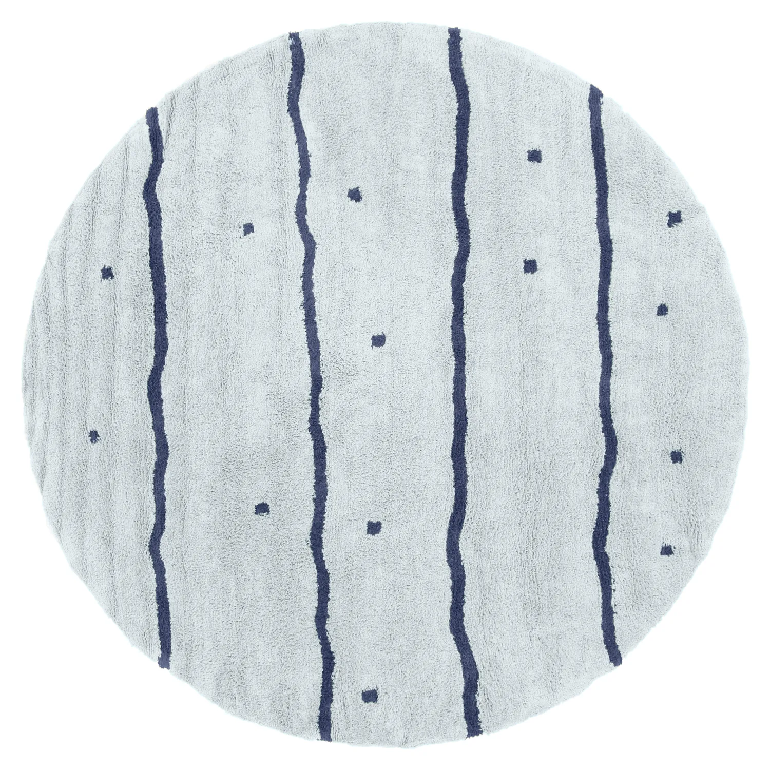 Tapis rond - Leora Natural Cotton Shaggy (gris/bleu)