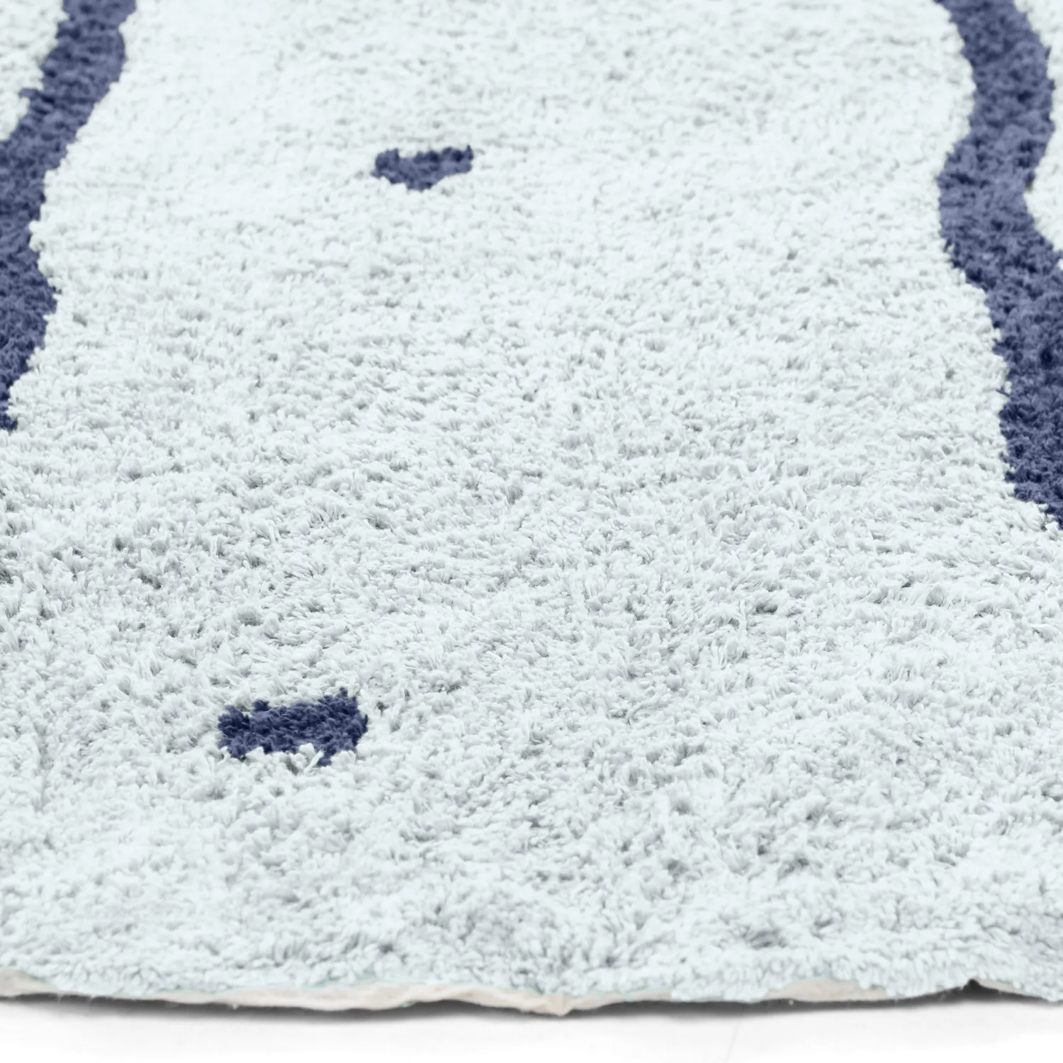 Tapis rond - Leora Natural Cotton Shaggy (gris/bleu)