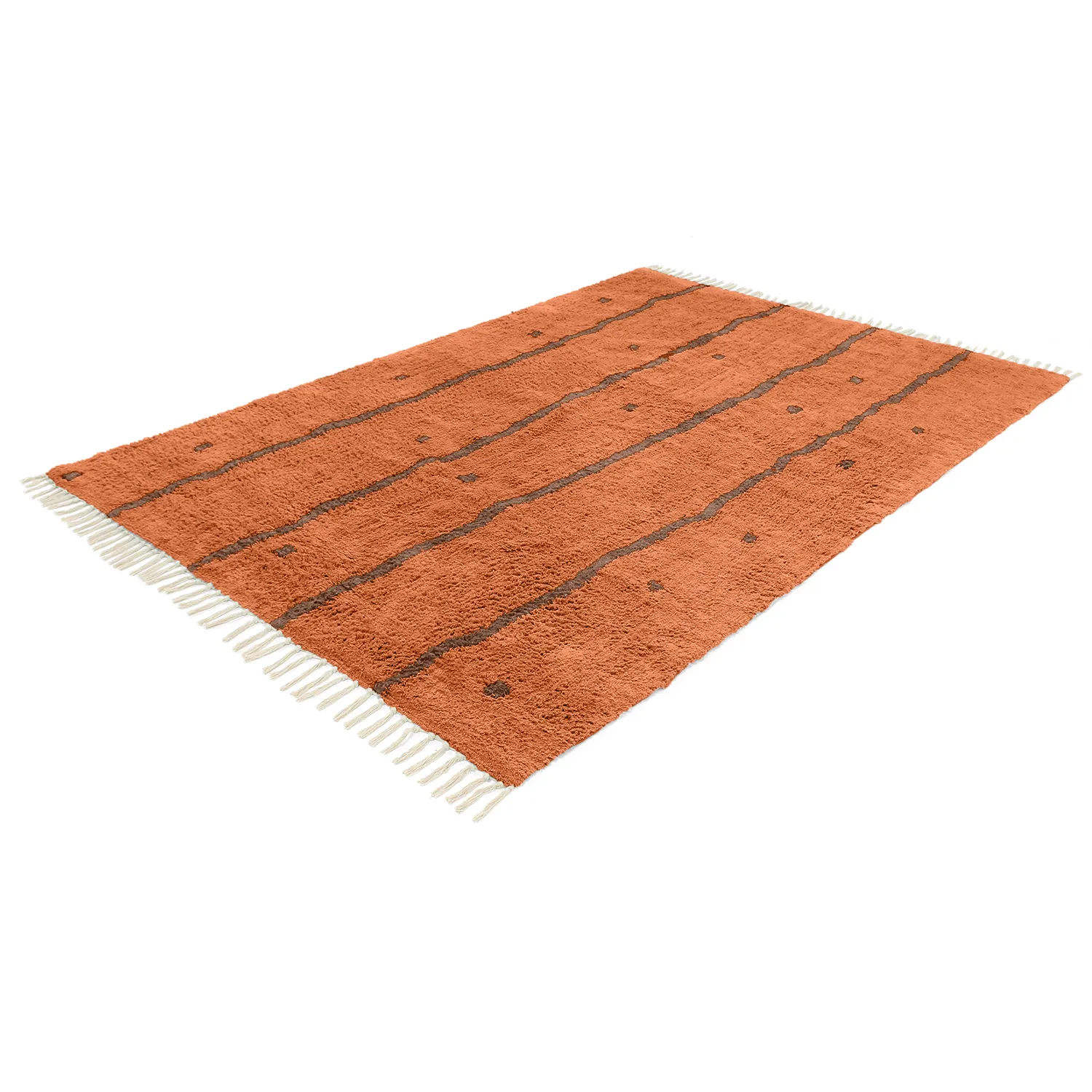 Tapis à poils longs - Leora Natural Cotton Shaggy (orange/marron)