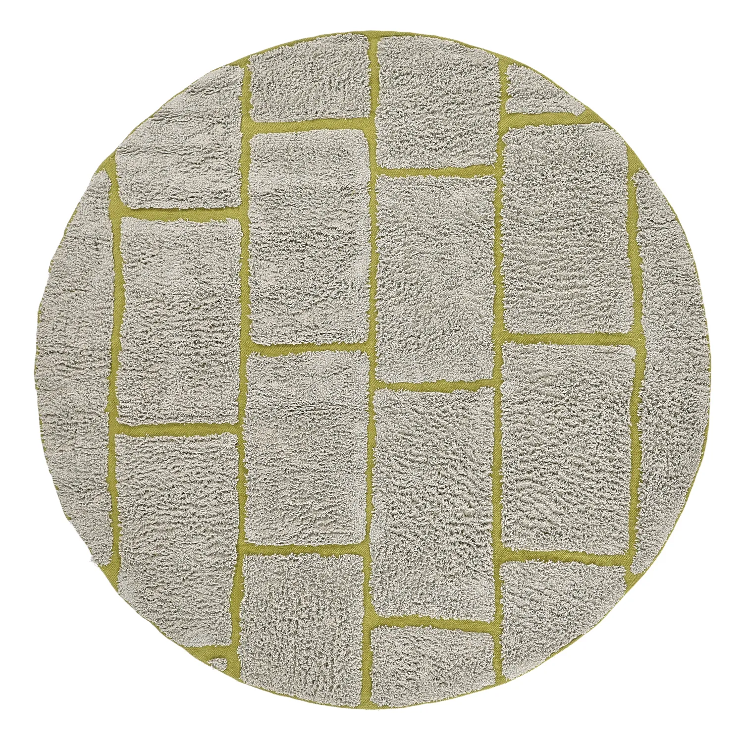 Tapis rond - Lindley Natural Cotton Shaggy (siva/zelena)