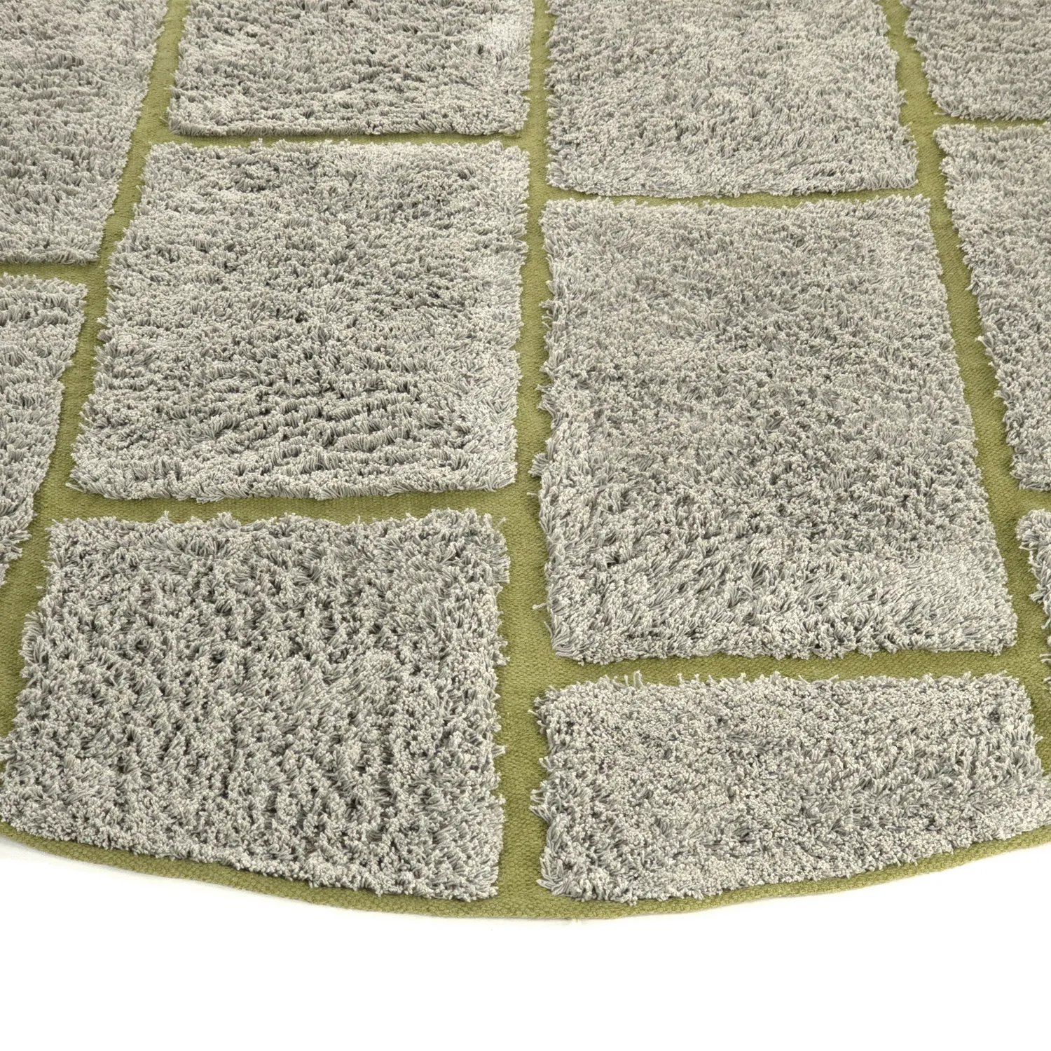 Tapis rond - Lindley Natural Cotton Shaggy (siva/zelena)