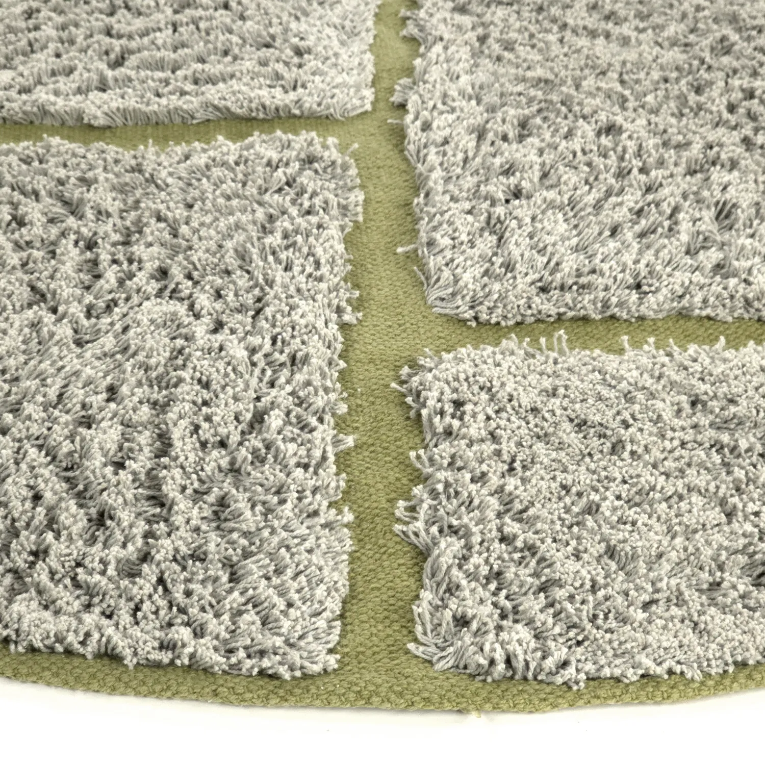 Tapis rond - Lindley Natural Cotton Shaggy (siva/zelena)