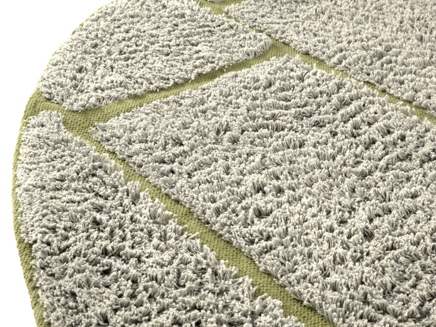 Tapis rond - Lindley Natural Cotton Shaggy (siva/zelena)
