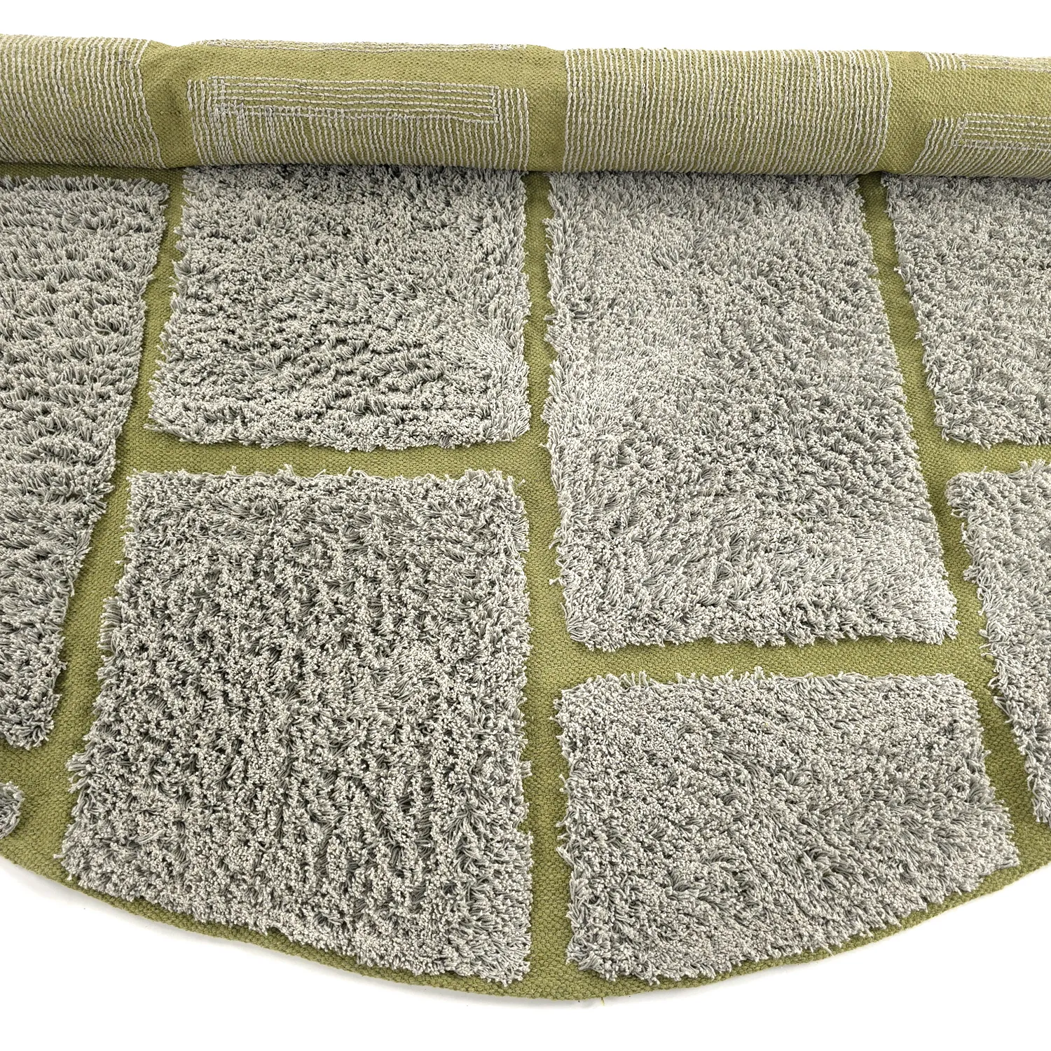 Tapis rond - Lindley Natural Cotton Shaggy (siva/zelena)