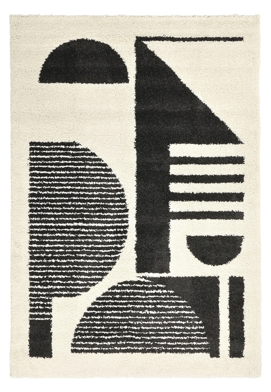 Tapis à poils longs - Maron (noir/blanc)