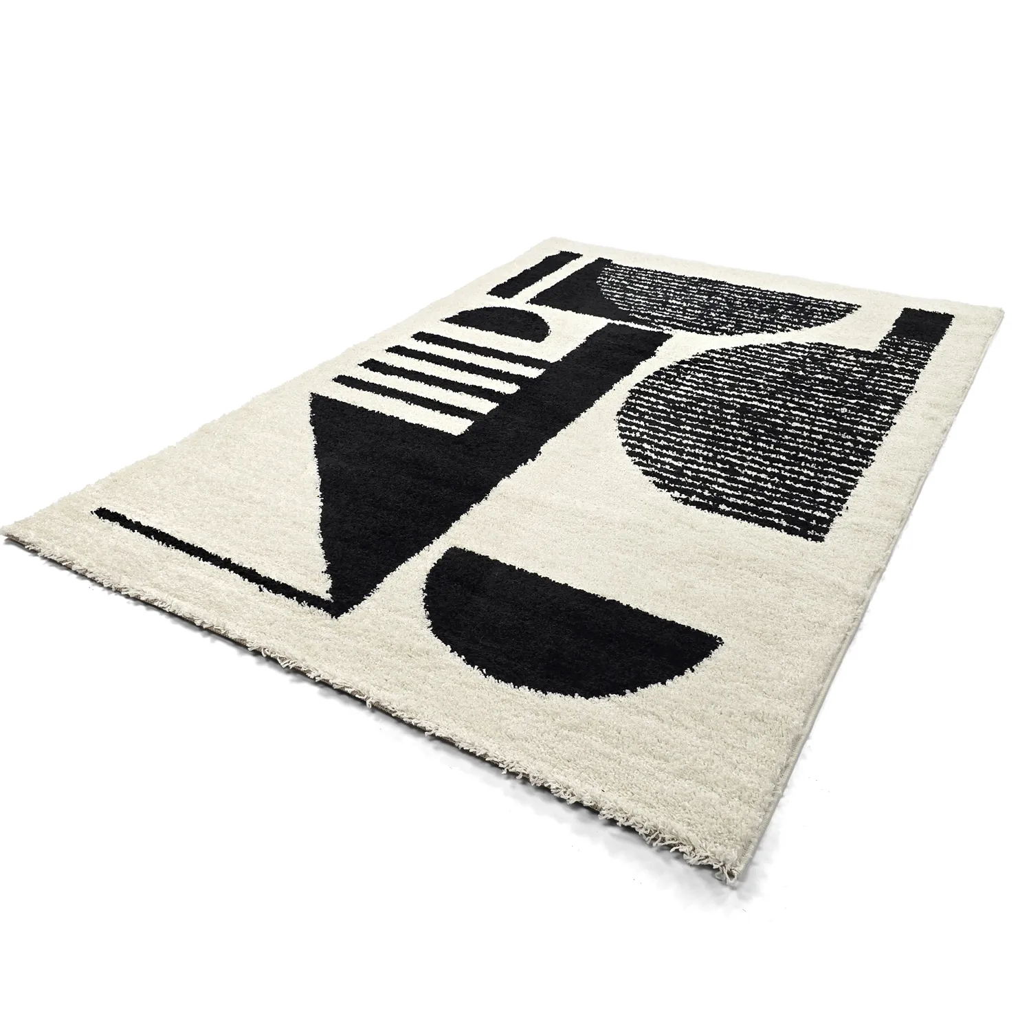 Tapis à poils longs - Maron (noir/blanc)