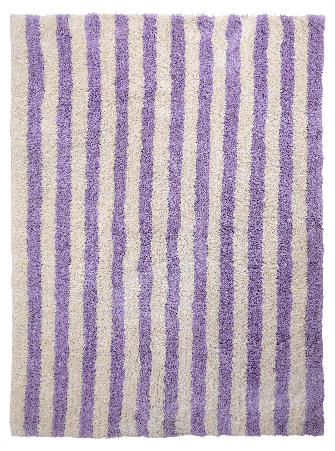Tapis shaggy - Thira Stripe Cotton Shaggy (crème/violet clair)