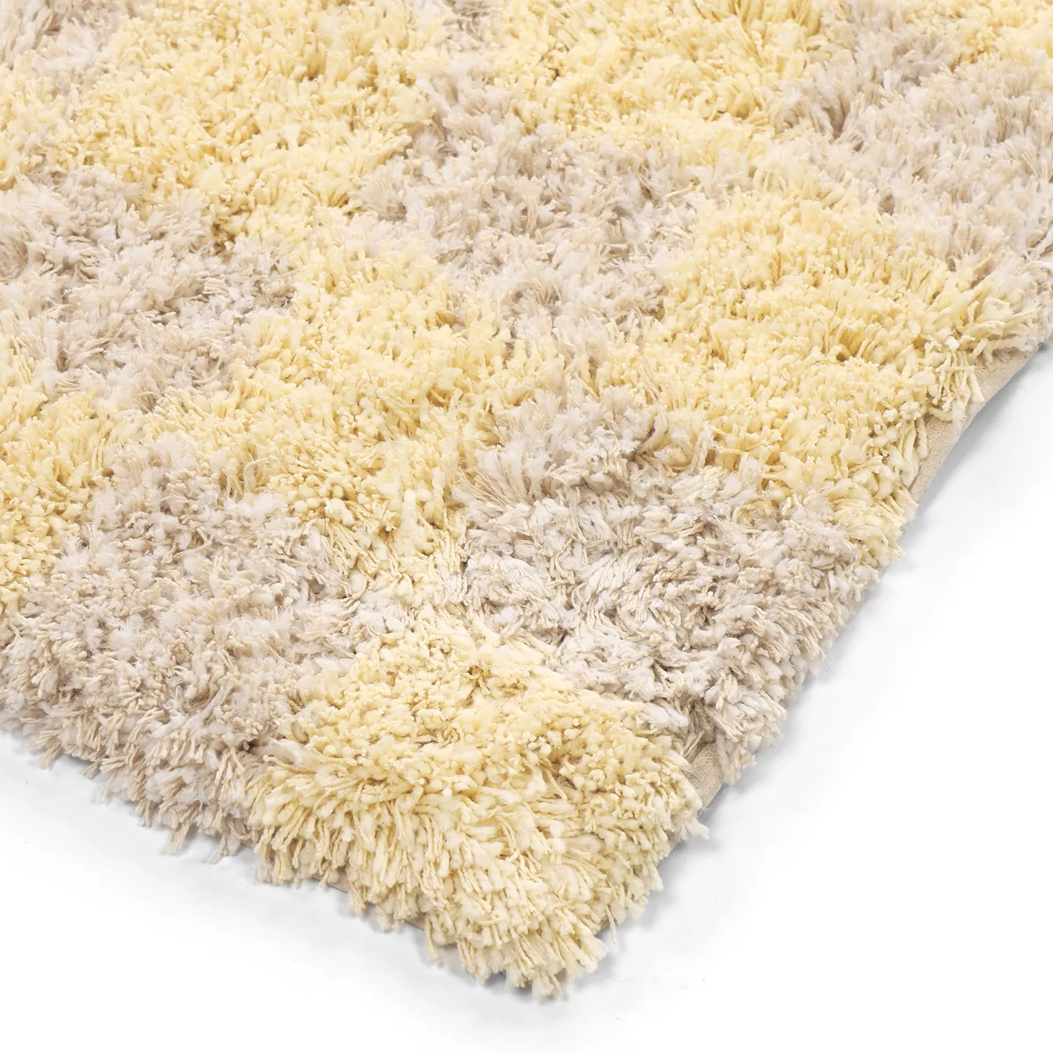 Tapis shaggy - Methoni Check Cotton Shaggy (crème/jaune clair)