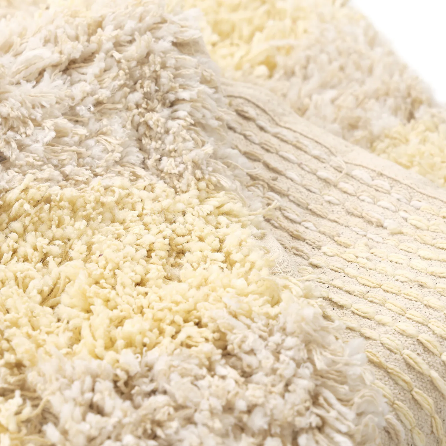 Tapis shaggy - Methoni Check Cotton Shaggy (crème/jaune clair)