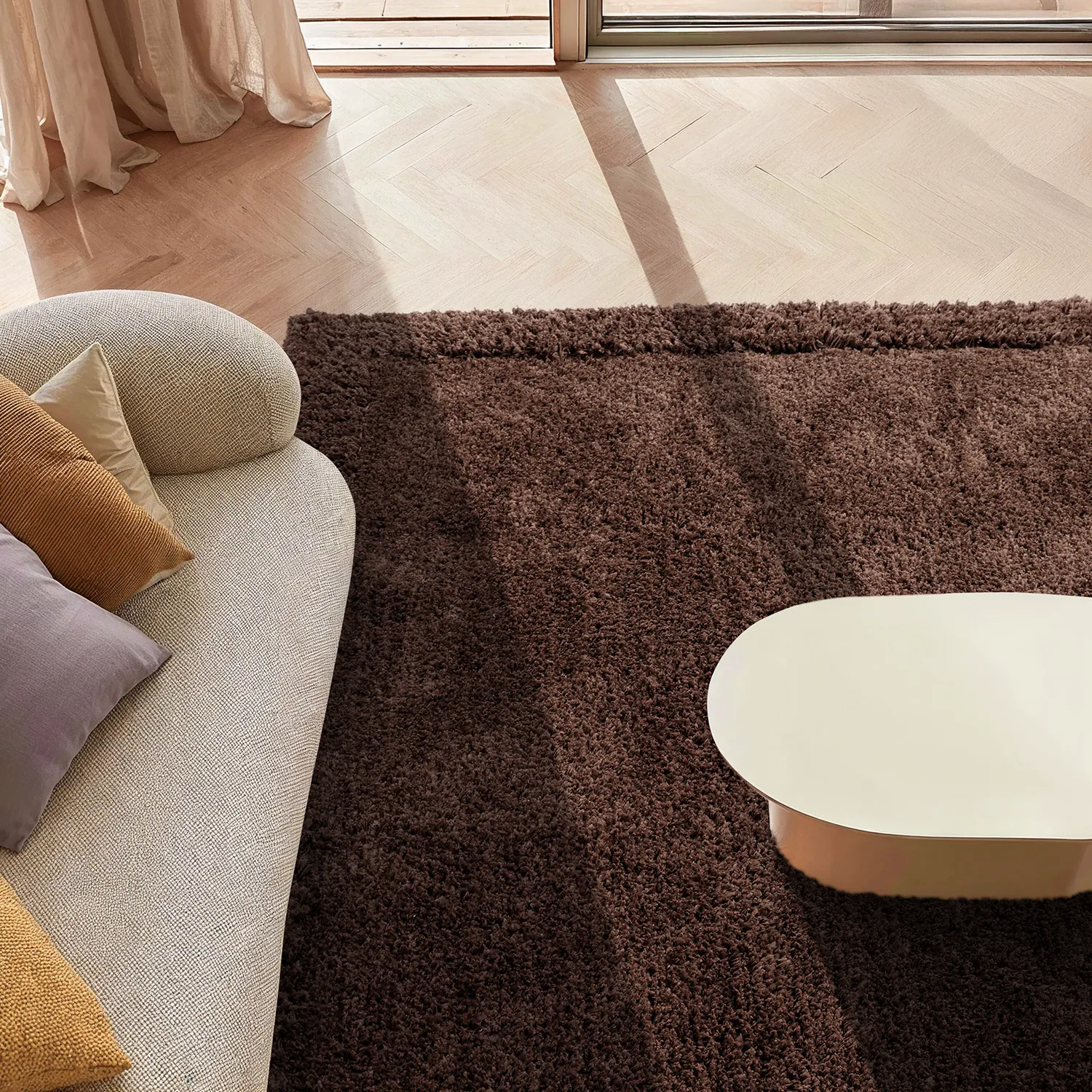 Tapis shaggy - Molyvos Natural Cotton Shaggy (marron)