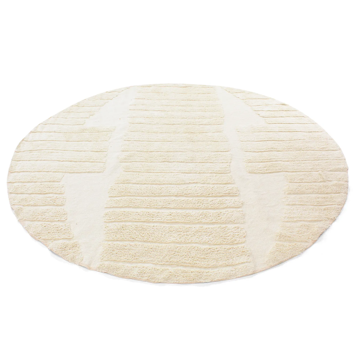 Tapis rond - Rani Natural Cotton Shaggy (beige)