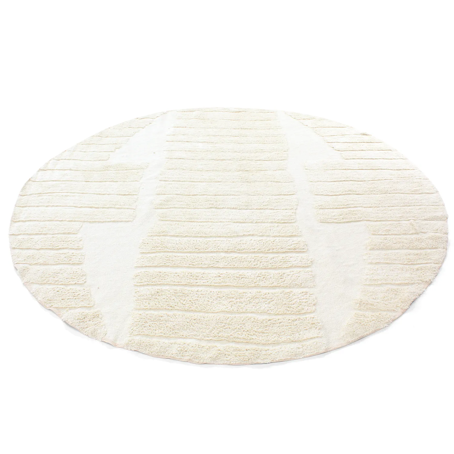 Tapis rond - Rani Natural Cotton Shaggy (blanc cassé)