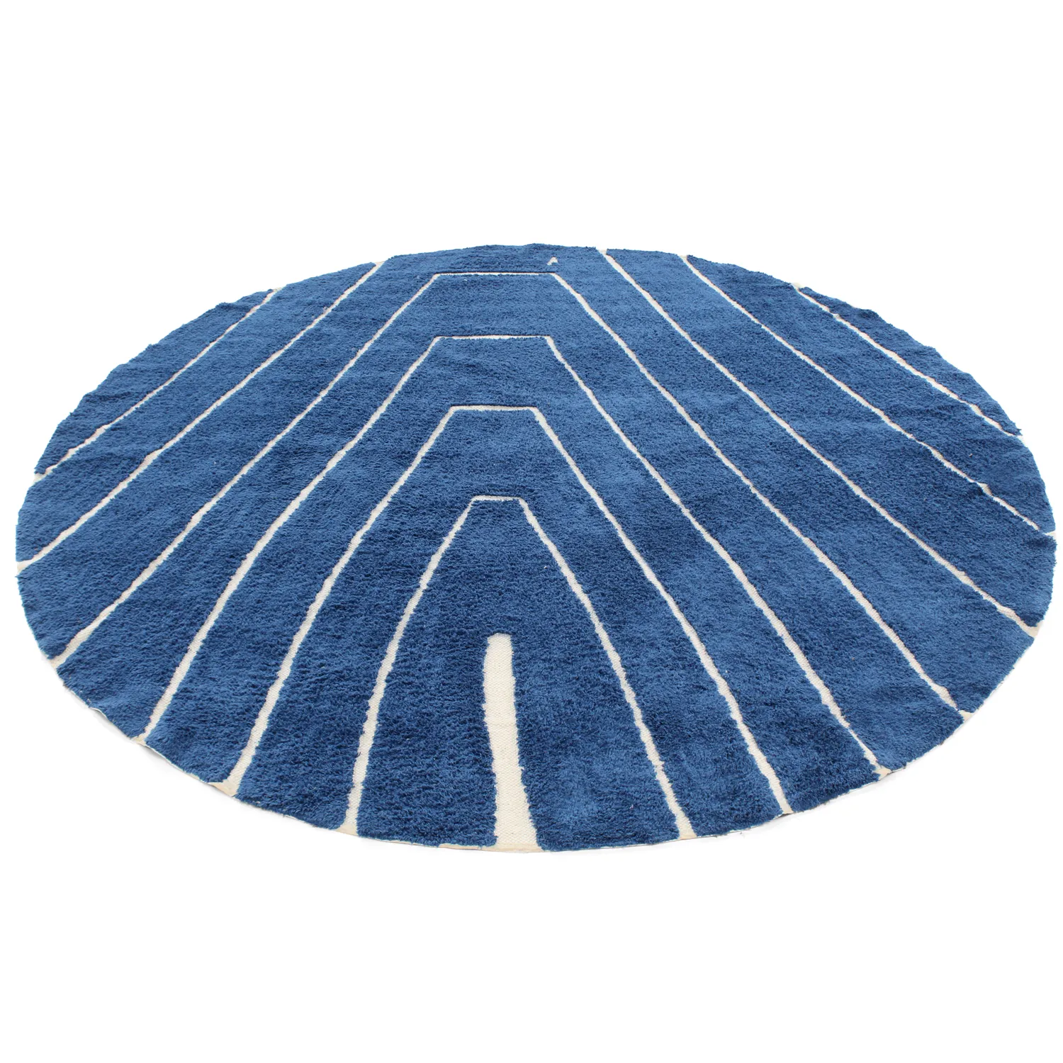 Tapis rond - Sivia Natural Cotton Shaggy (bleu)