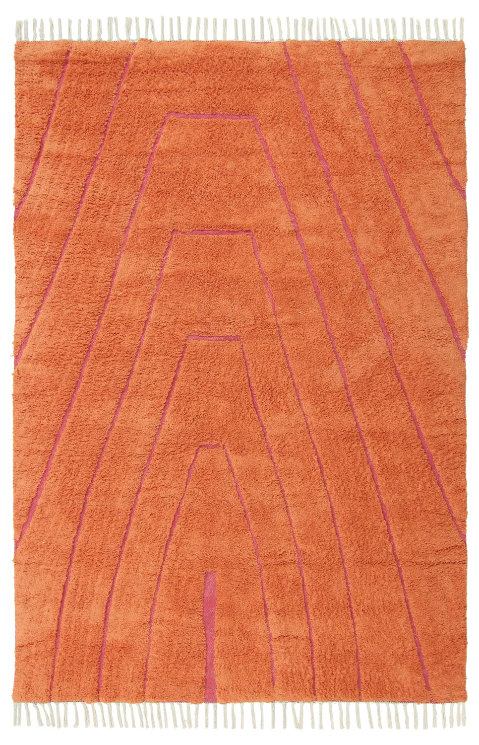 Tapis à poils longs - Sivia Natural Cotton Shaggy (rouge/orange)