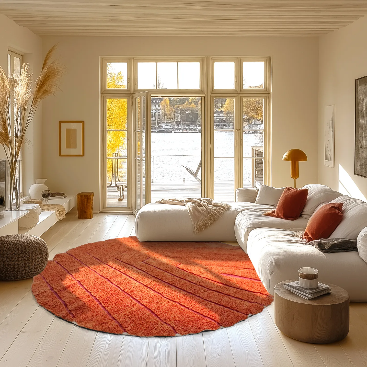 Tapis rond - Sivia Natural Cotton Shaggy (rouge/orange)