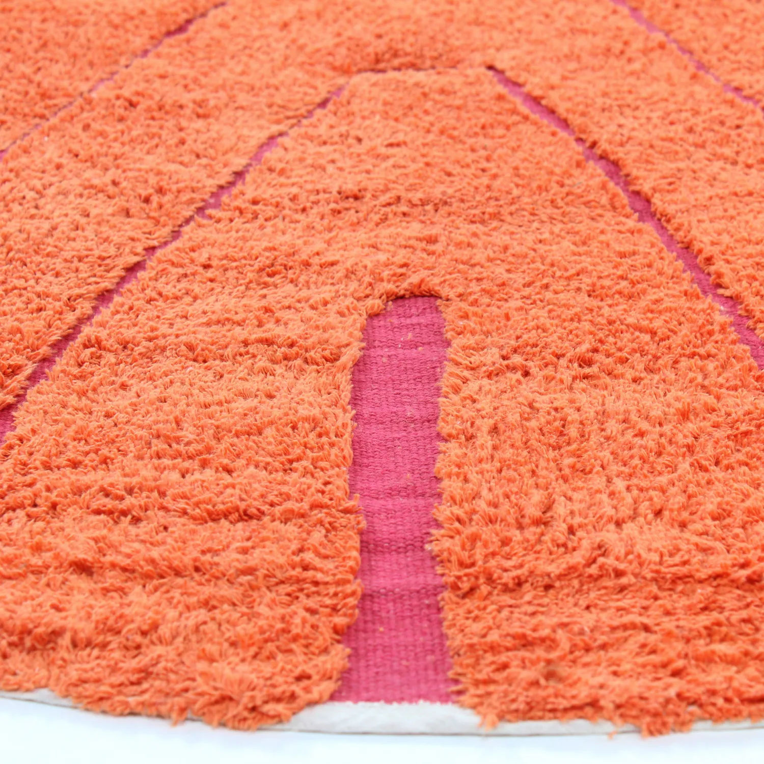 Tapis rond - Sivia Natural Cotton Shaggy (rouge/orange)