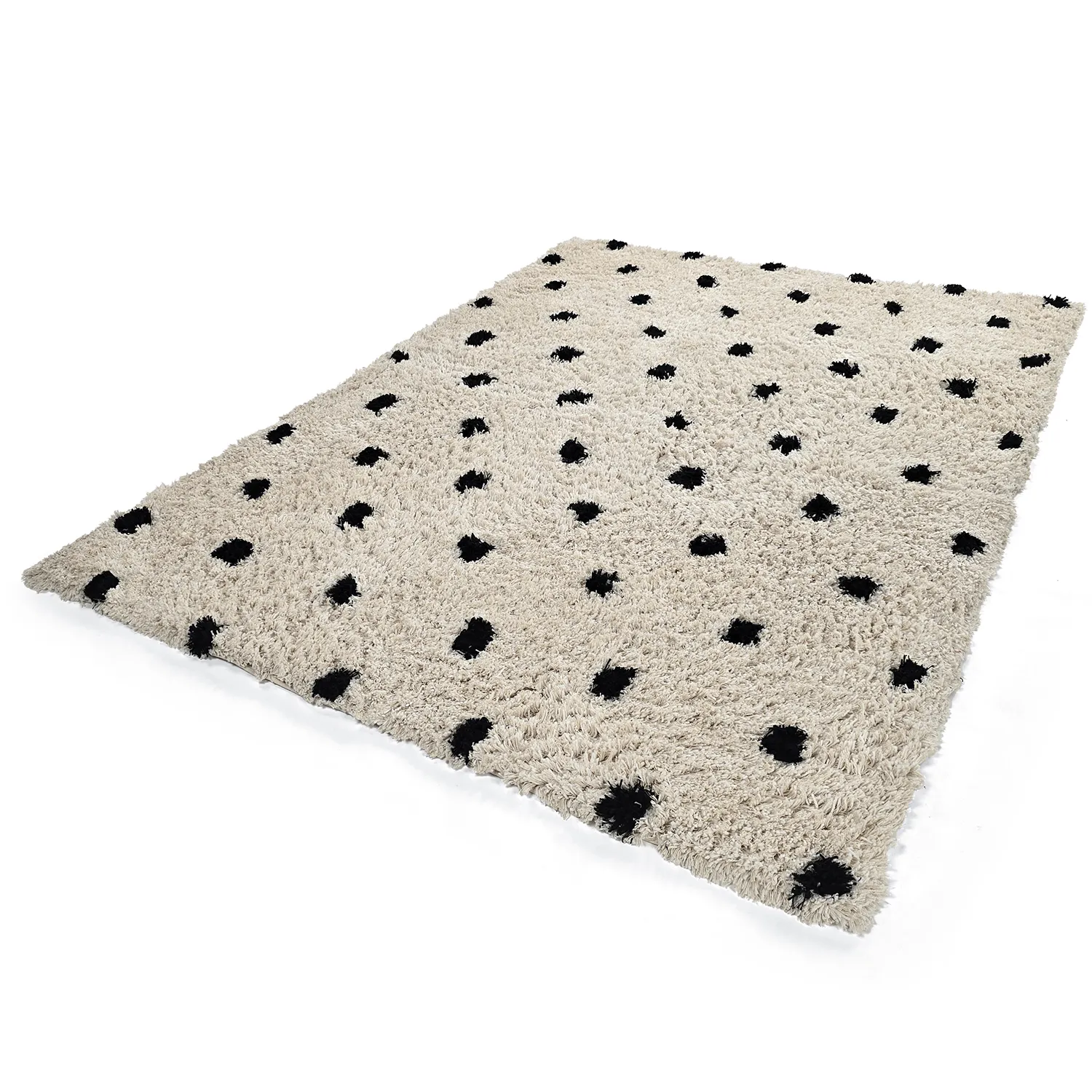 Tapis shaggy - Soria Natural Cotton Shaggy (blanc cassé/noir)