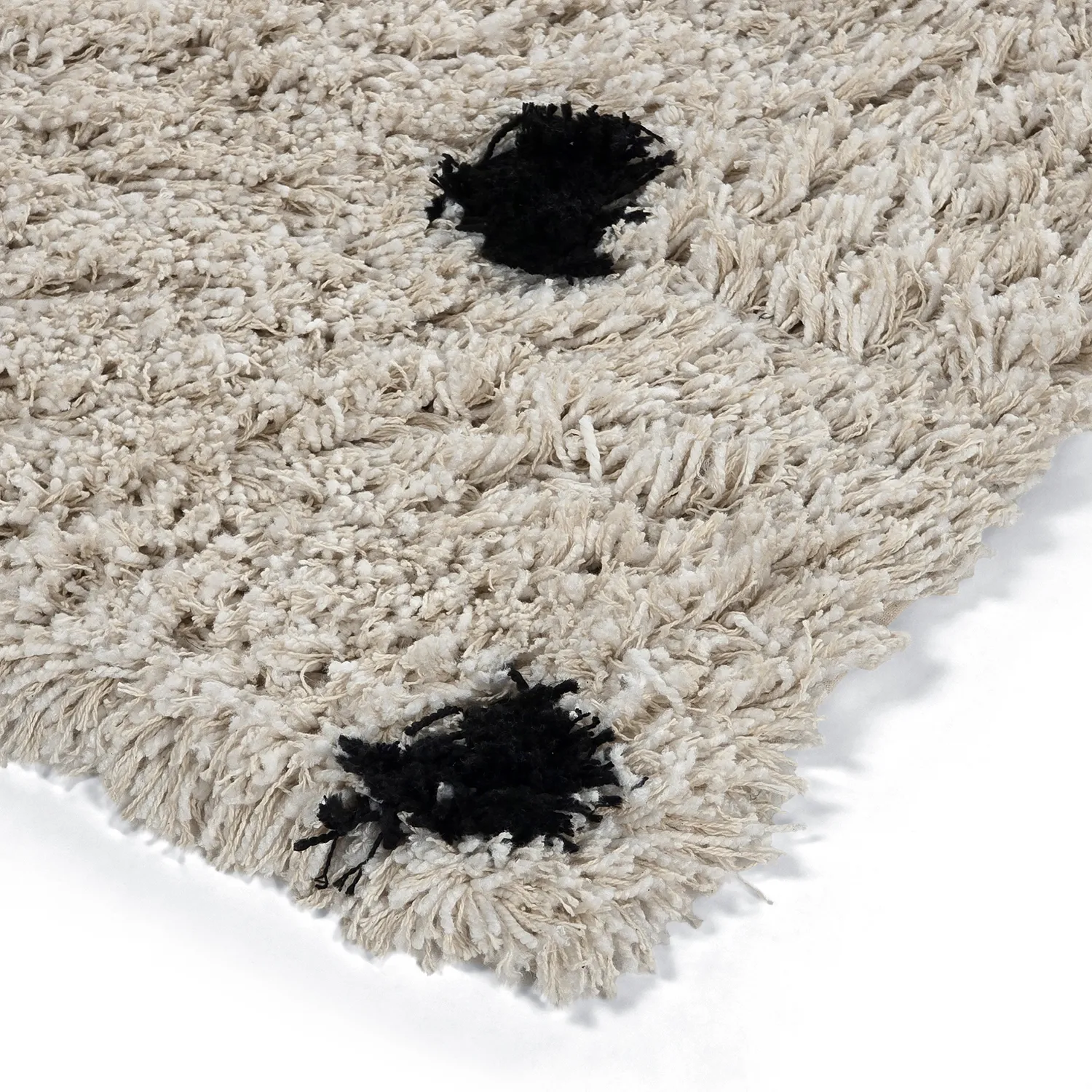 Tapis shaggy - Soria Natural Cotton Shaggy (blanc cassé/noir)