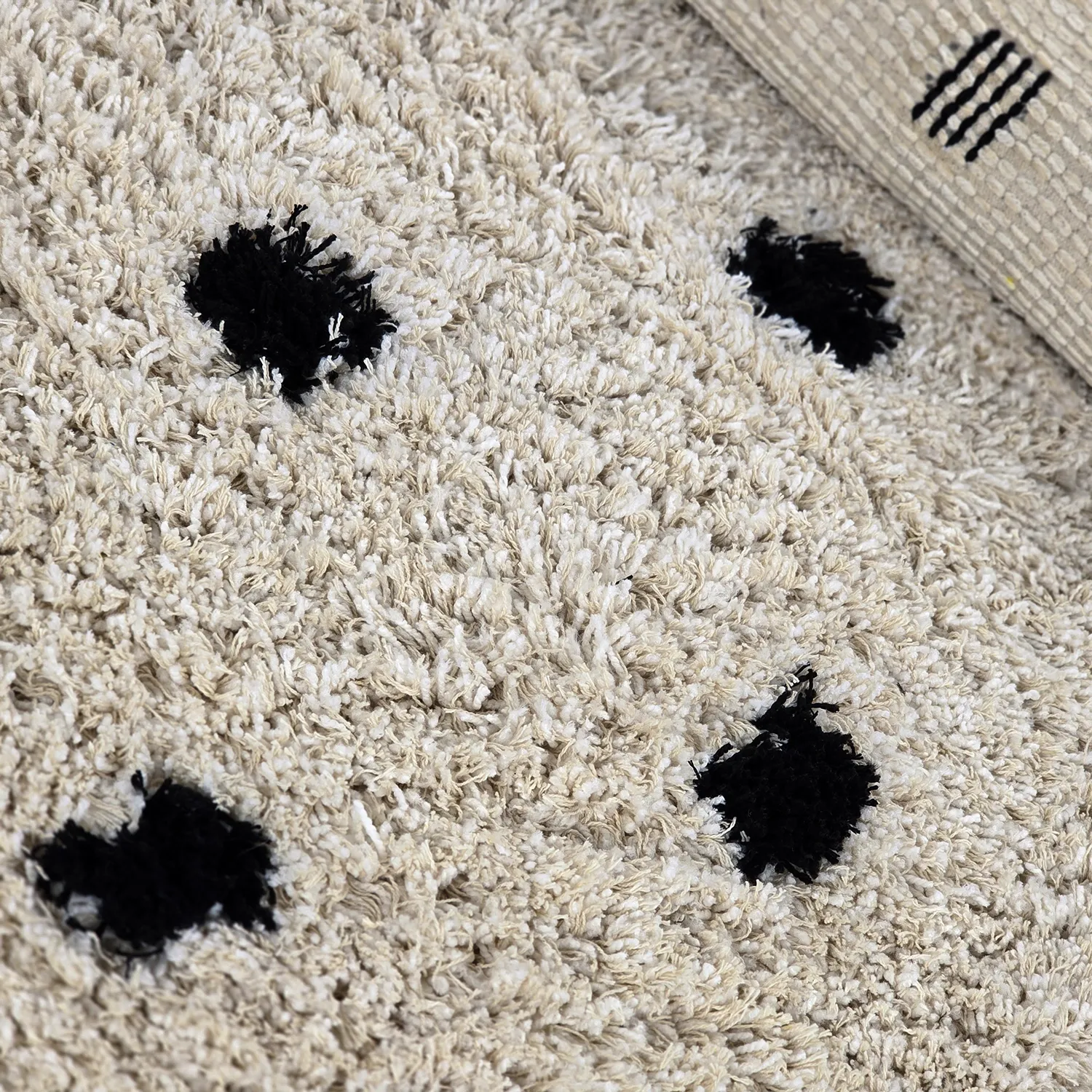 Tapis shaggy - Soria Natural Cotton Shaggy (blanc cassé/noir)