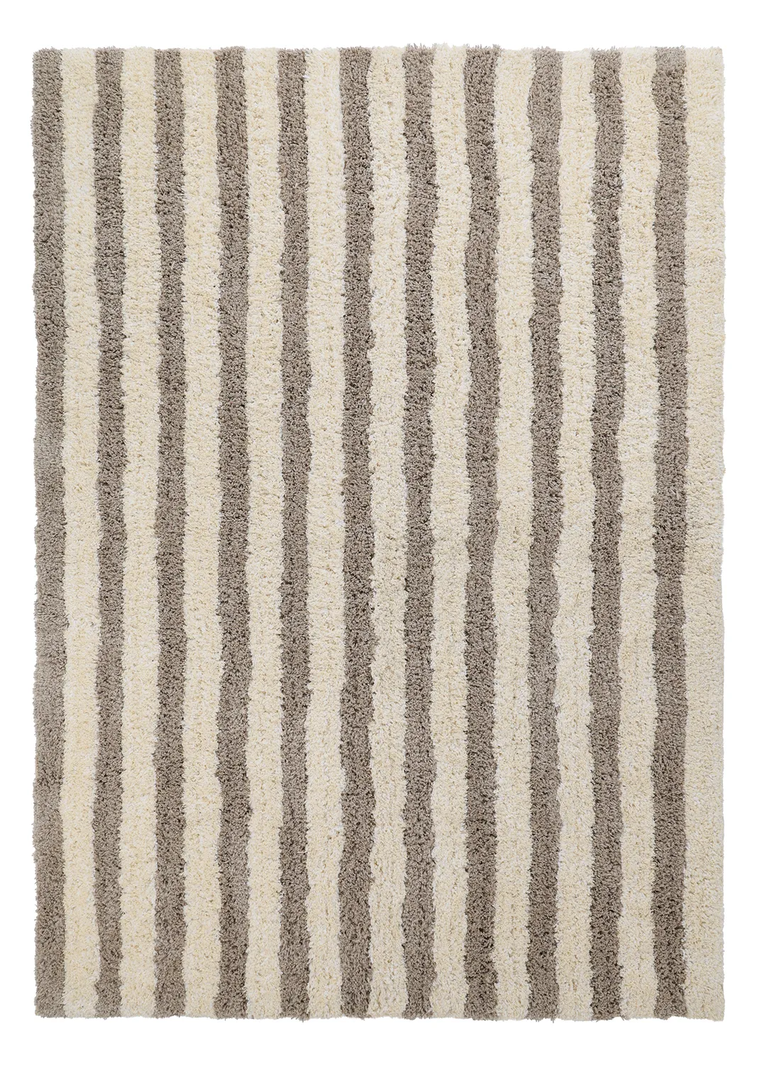 Tapis shaggy - Thira Stripe Cotton Shaggy (crème/taupe)