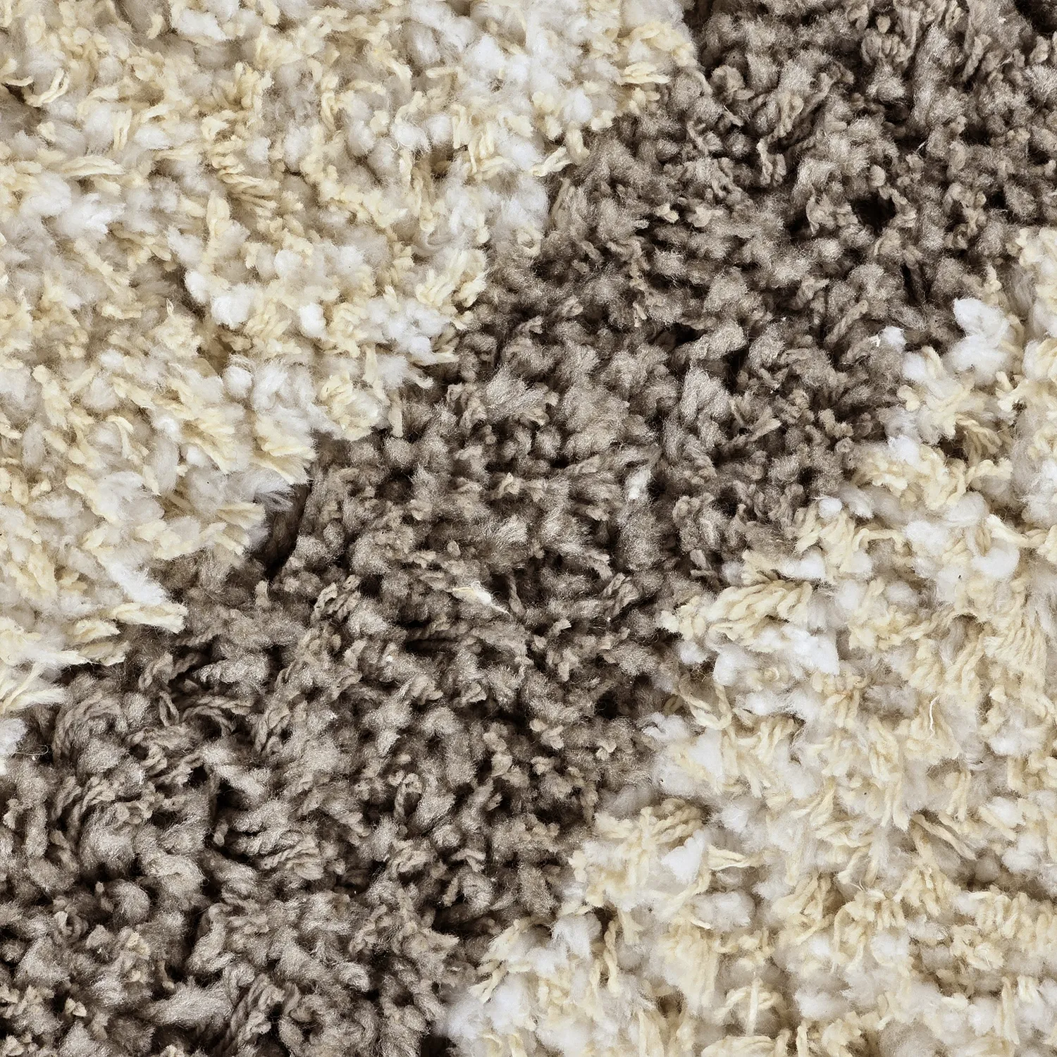 Tapis shaggy - Thira Stripe Cotton Shaggy (crème/taupe)