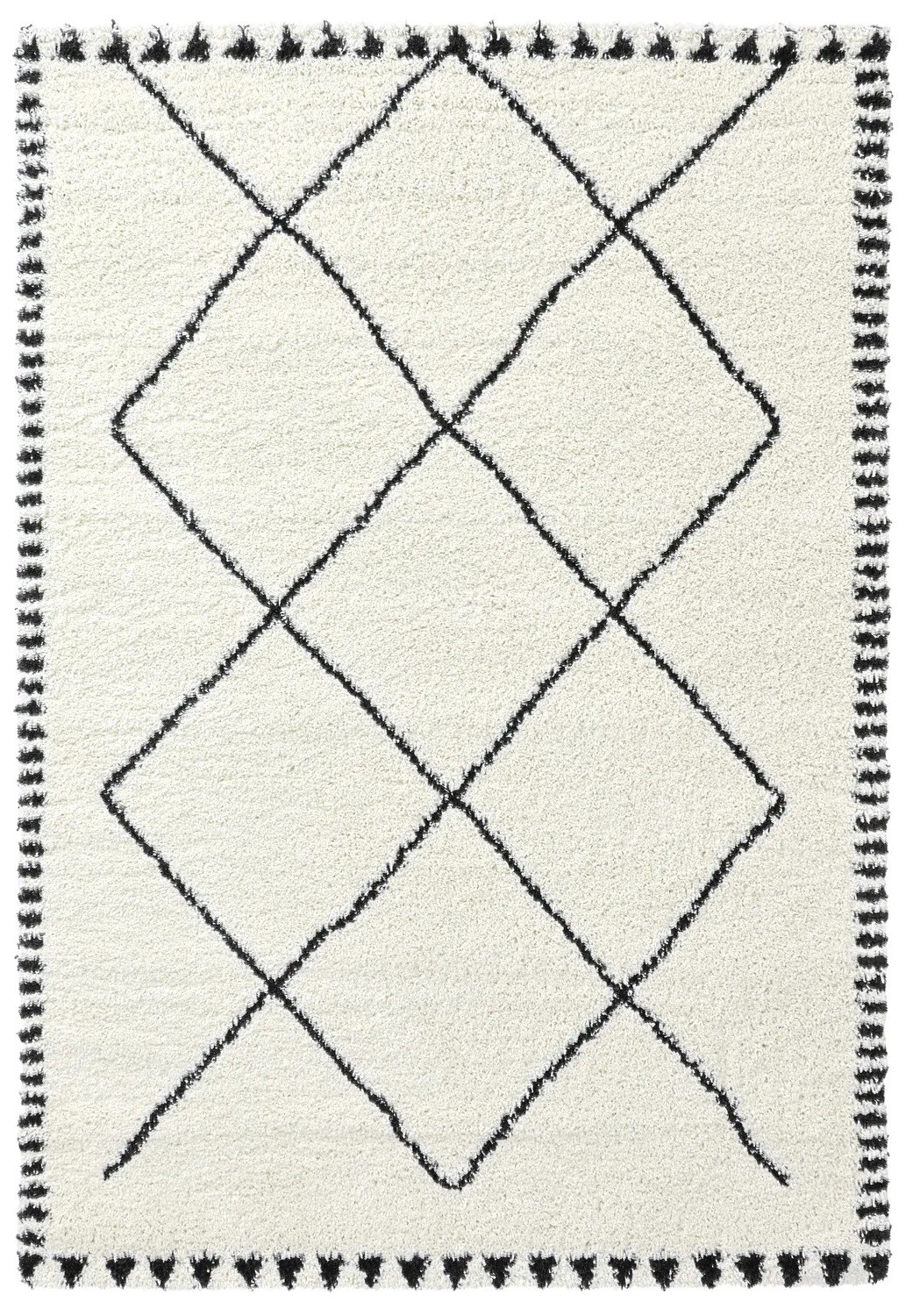 Tapis à poils longs - Tiznit (blanc/noir)