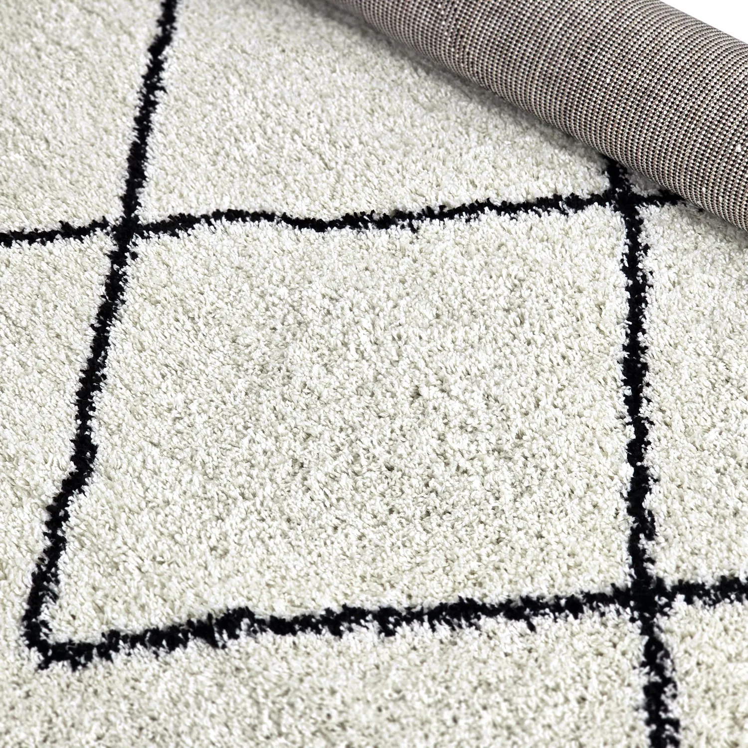Tapis à poils longs - Tiznit (blanc/noir)