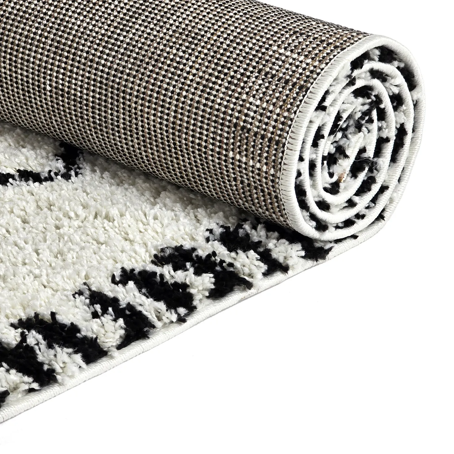 Tapis à poils longs - Tiznit (blanc/noir)