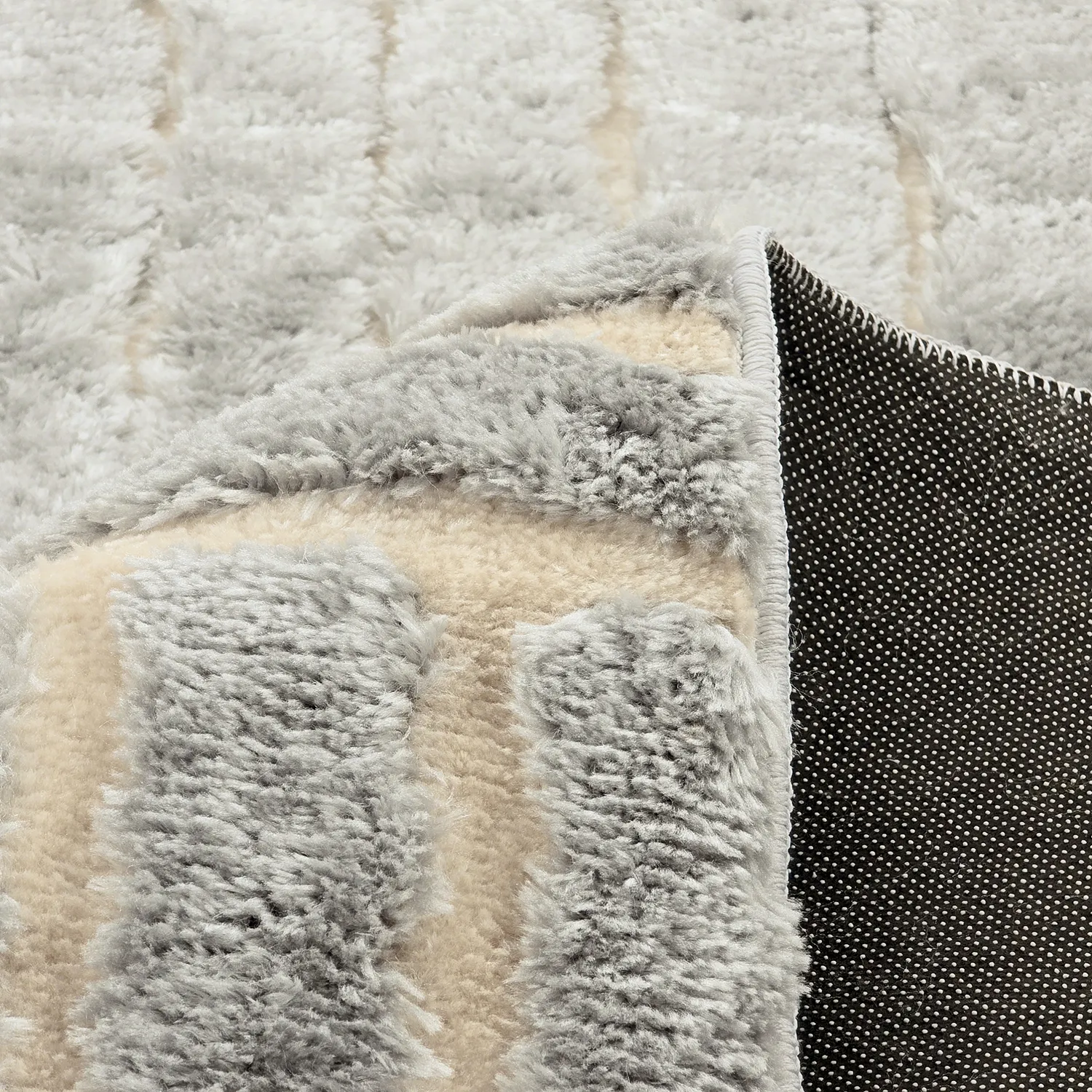 Tapis shaggy - Tyros (crème/gris)