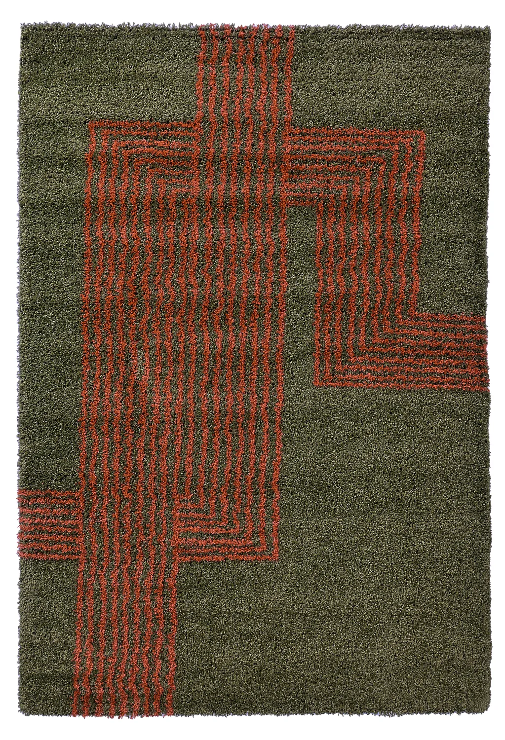 Tapis à poils longs - Zagora (vert/orange)