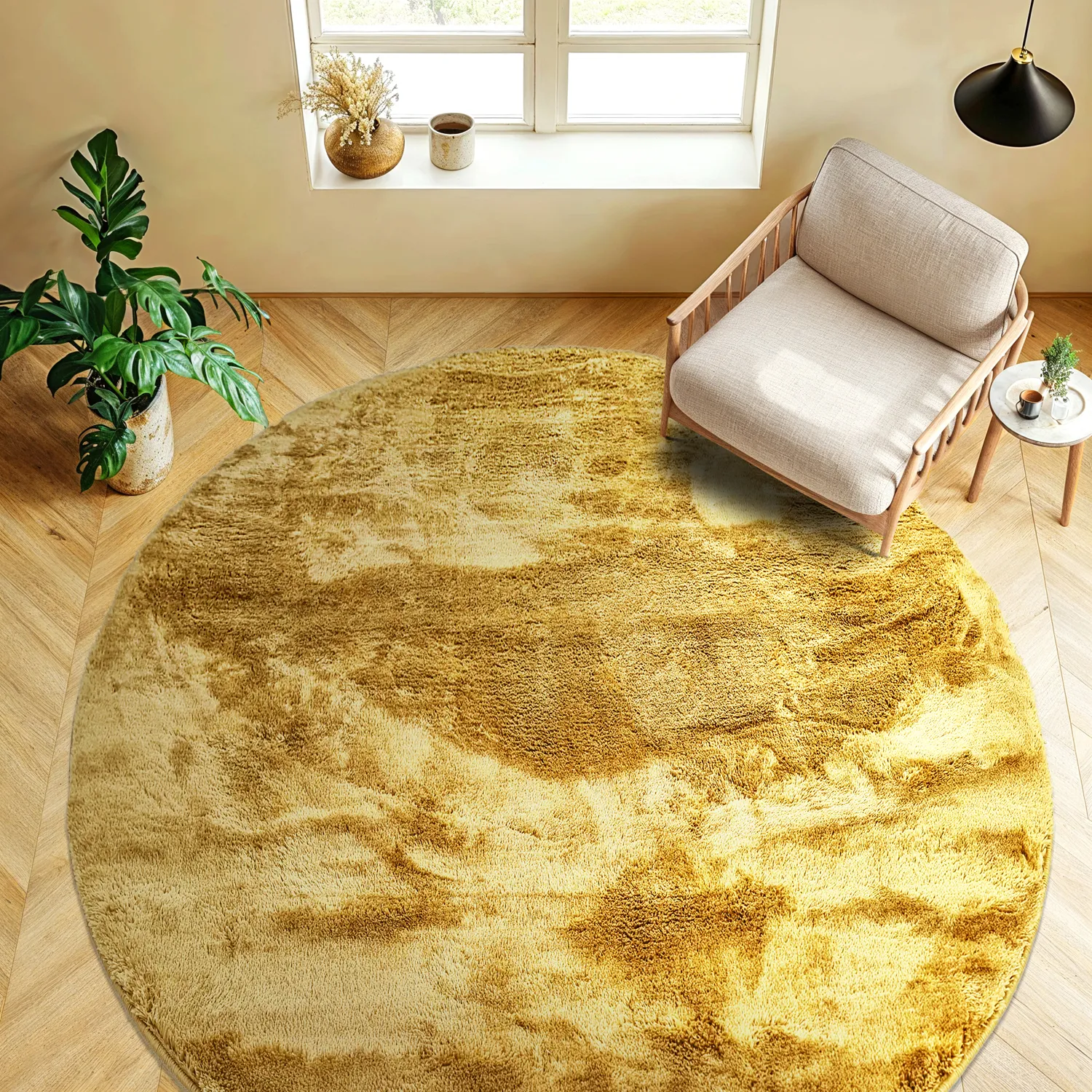 Tapis ronds - Aranga Super Soft Fur (ocre)